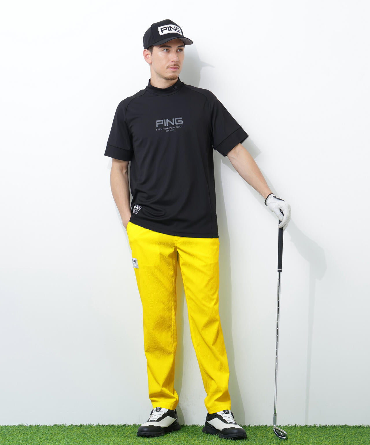 【PING APPAREL】【吸汗速乾・ストレッチ】サッカー5ポケットパンツ ＜GOLD＞ (MENS)