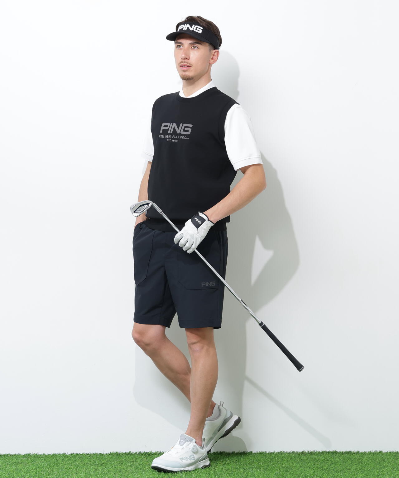【PING APPAREL】全方向ストレッチドライタッチリップストップショートパンツ ＜GOLD＞ (MENS)