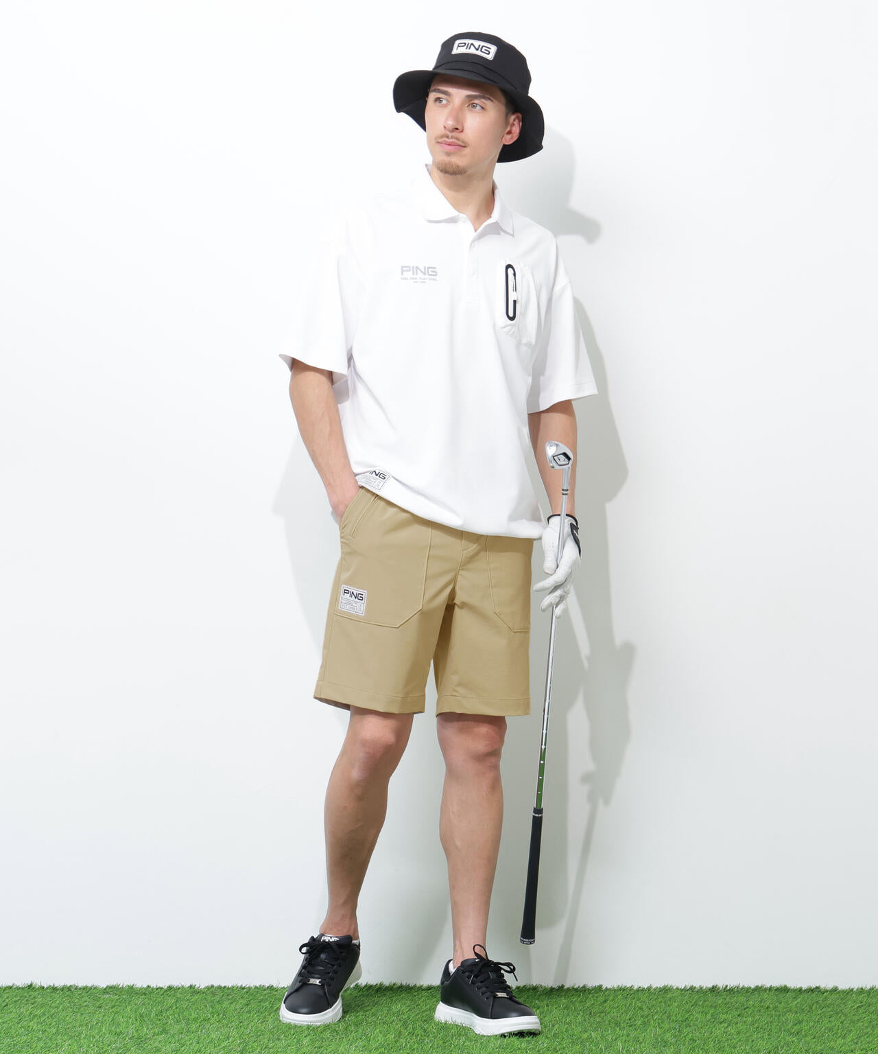 【PING APPAREL】全方向ストレッチドライタッチリップストップショートパンツ ＜GOLD＞ (MENS)