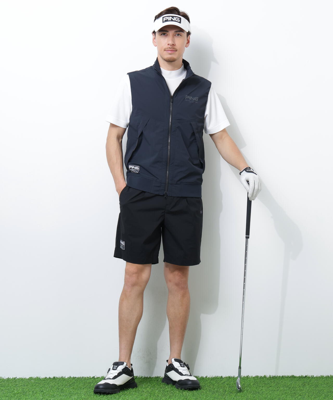 【PING APPAREL】ドライタッチナイロンストレッチタフタショートパンツ ＜GOLD＞ (MENS)