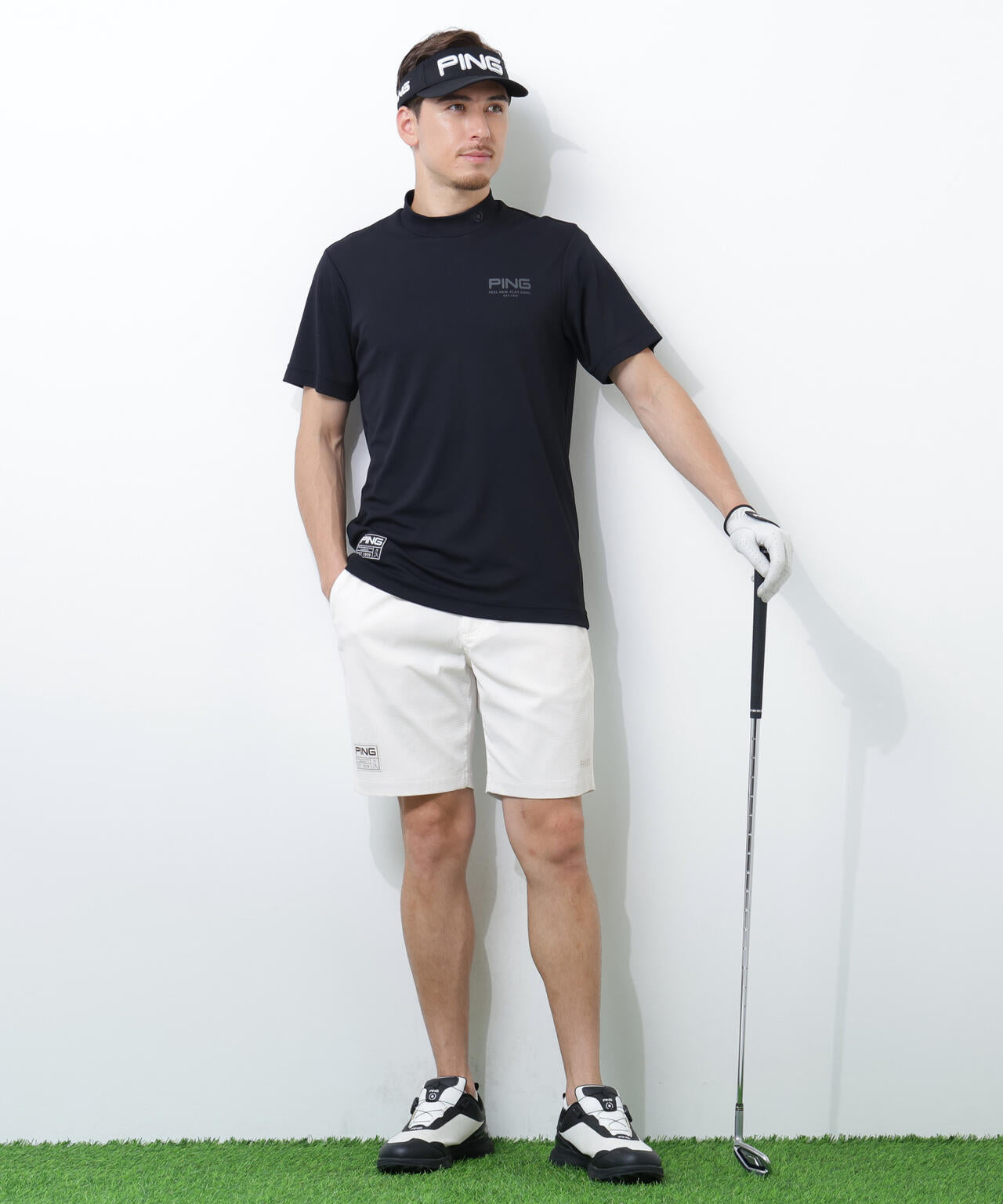 【PING APPAREL】【吸汗速乾・ストレッチ】サッカー5ポケットショートパンツ ＜GOLD＞ (MENS)