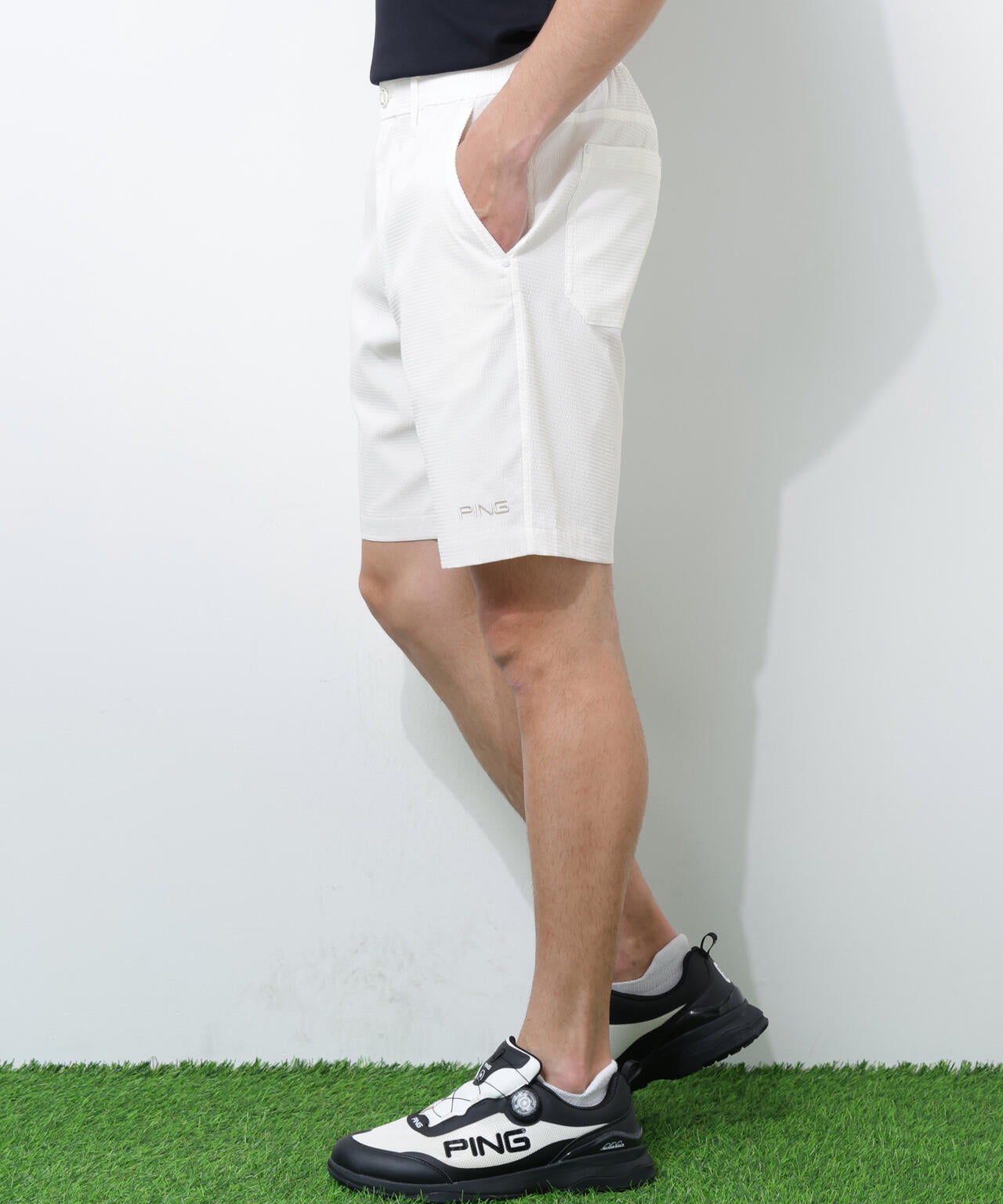 【PING APPAREL】【吸汗速乾・ストレッチ】サッカー5ポケットショートパンツ ＜GOLD＞ (MENS)