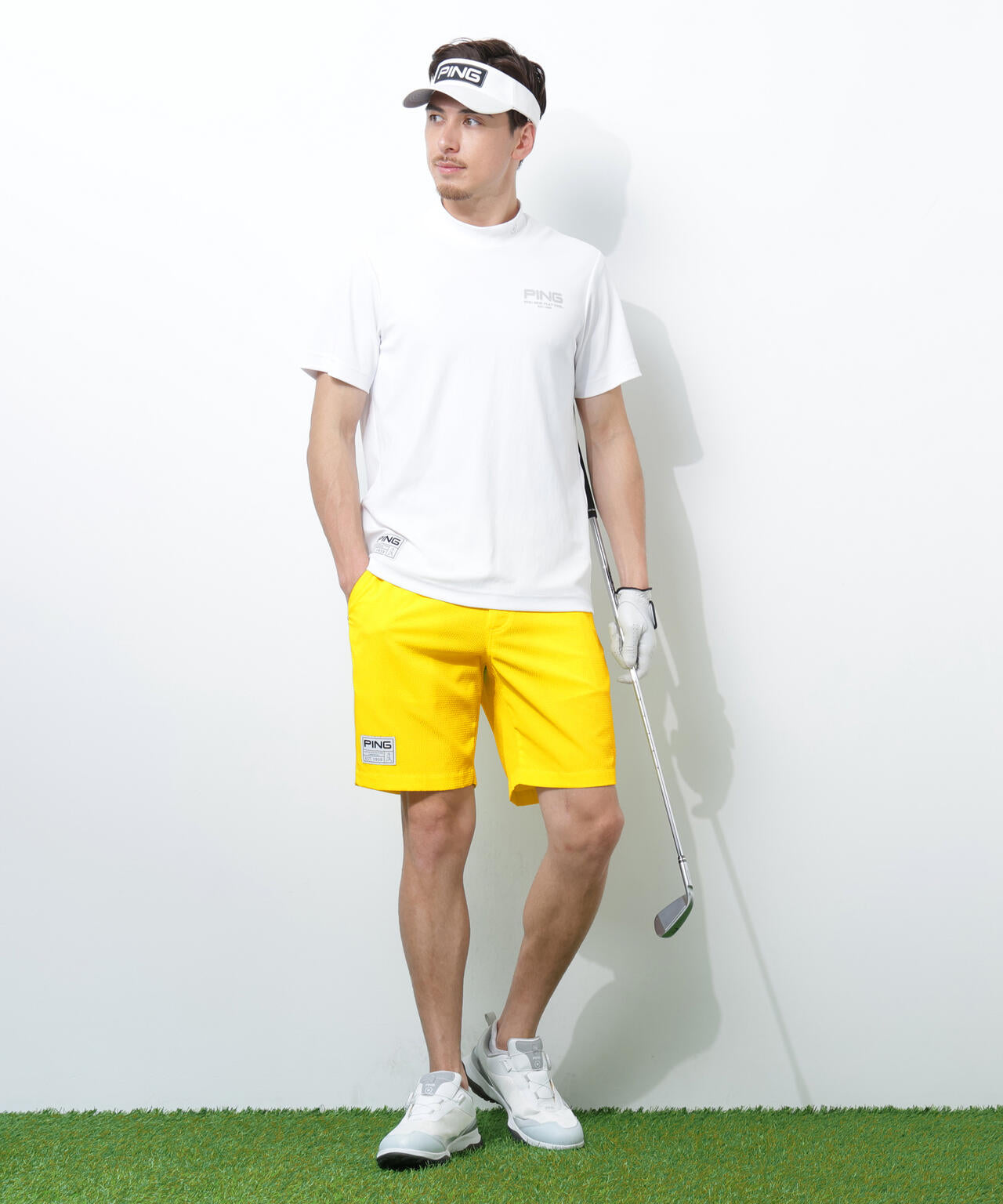 【PING APPAREL】【吸汗速乾・ストレッチ】サッカー5ポケットショートパンツ ＜GOLD＞ (MENS)