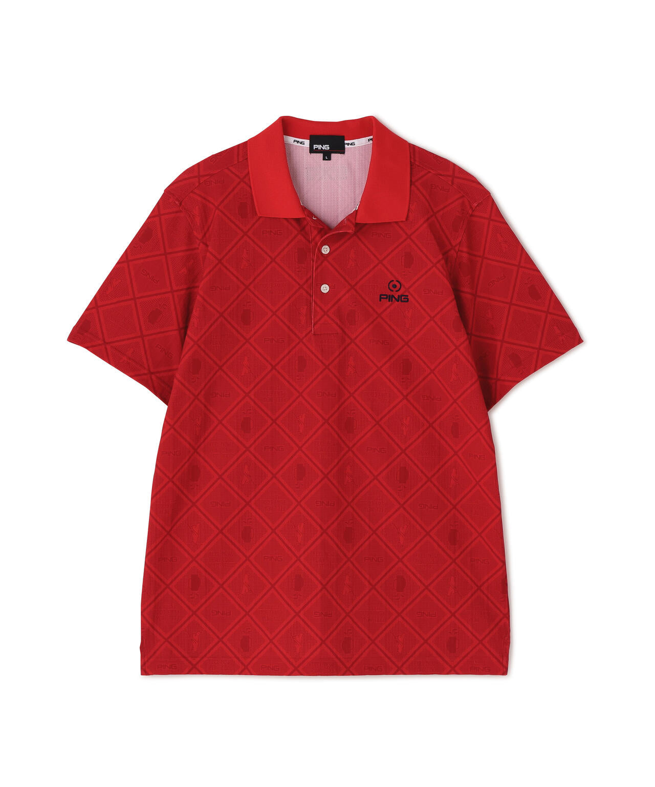 【PING APPAREL】バイアスチェックプリントEPIX変形ストレッチサッカー半袖ポロシャツ ＜NATIVE＞ (MENS)