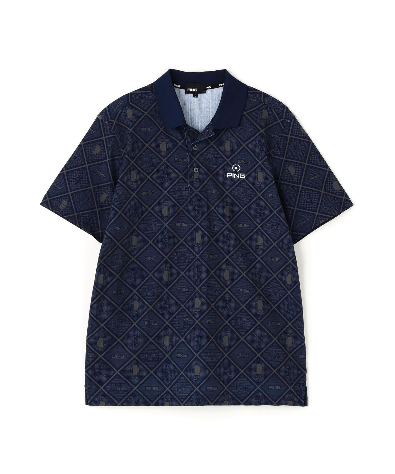【PING APPAREL】バイアスチェックプリントEPIX変形ストレッチサッカー半袖ポロシャツ ＜NATIVE＞ (MENS)