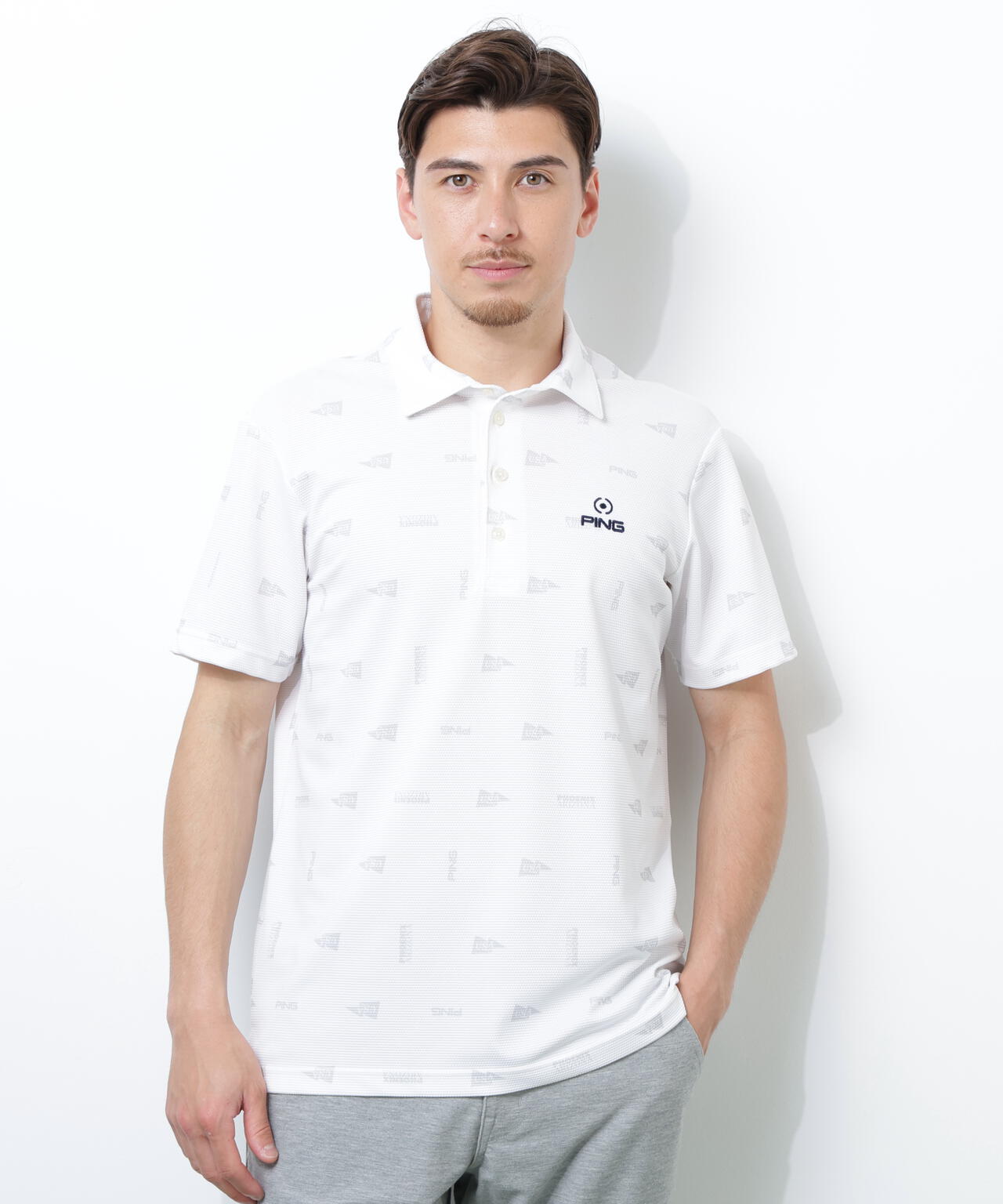 【PING APPAREL】ストレッチミニポップコーン半袖ポロシャツ ＜NATIVE＞ (MENS)