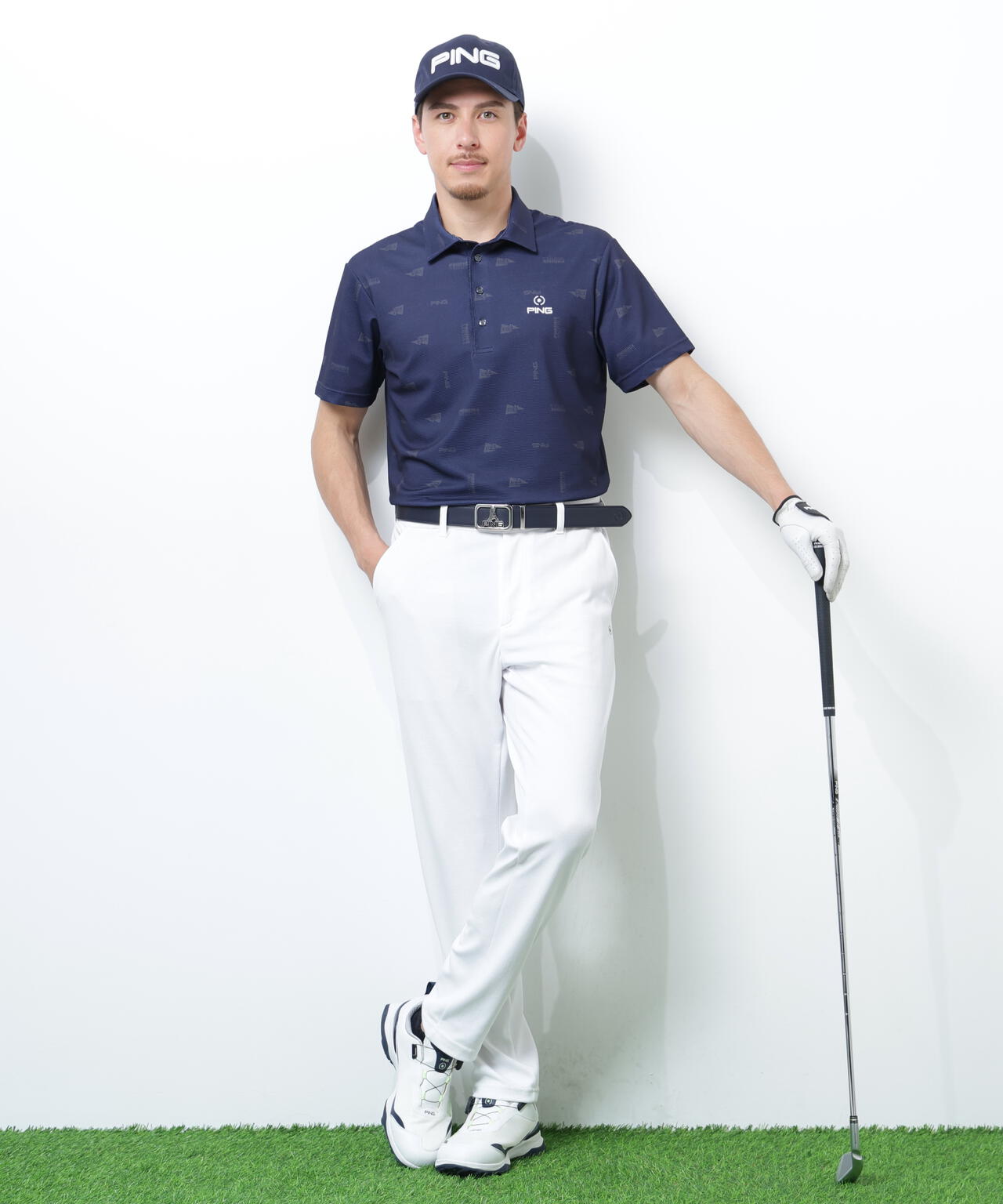 【PING APPAREL】ストレッチミニポップコーン半袖ポロシャツ ＜NATIVE＞ (MENS)