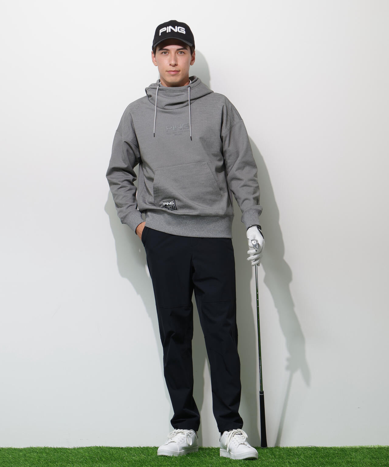 【PING APPAREL】全方向ストレッチ 接結裏メッシュスウェットフーディプルオーバー ＜GOLD＞ (MENS)