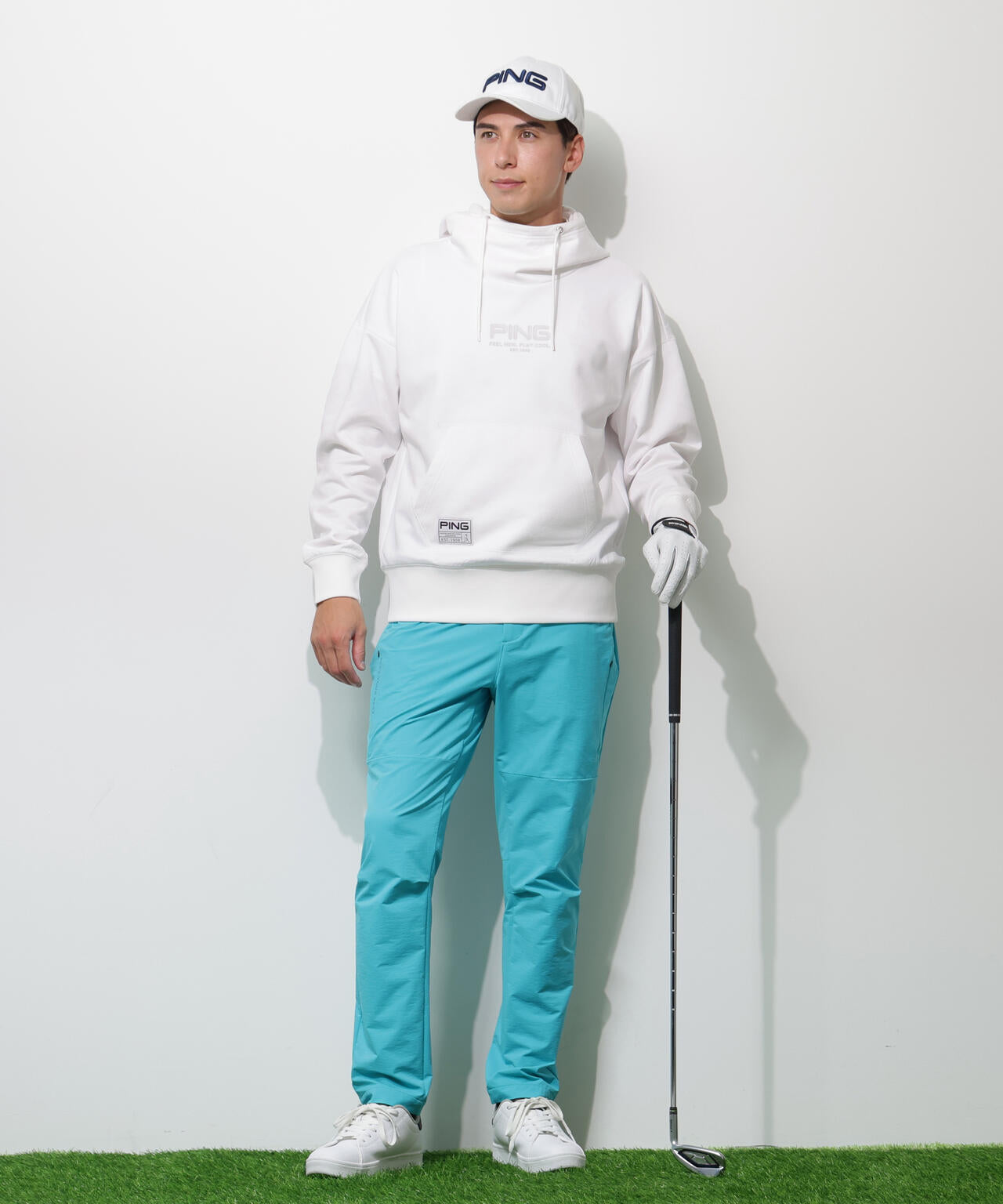 【PING APPAREL】全方向ストレッチ 接結裏メッシュスウェットフーディプルオーバー ＜GOLD＞ (MENS)