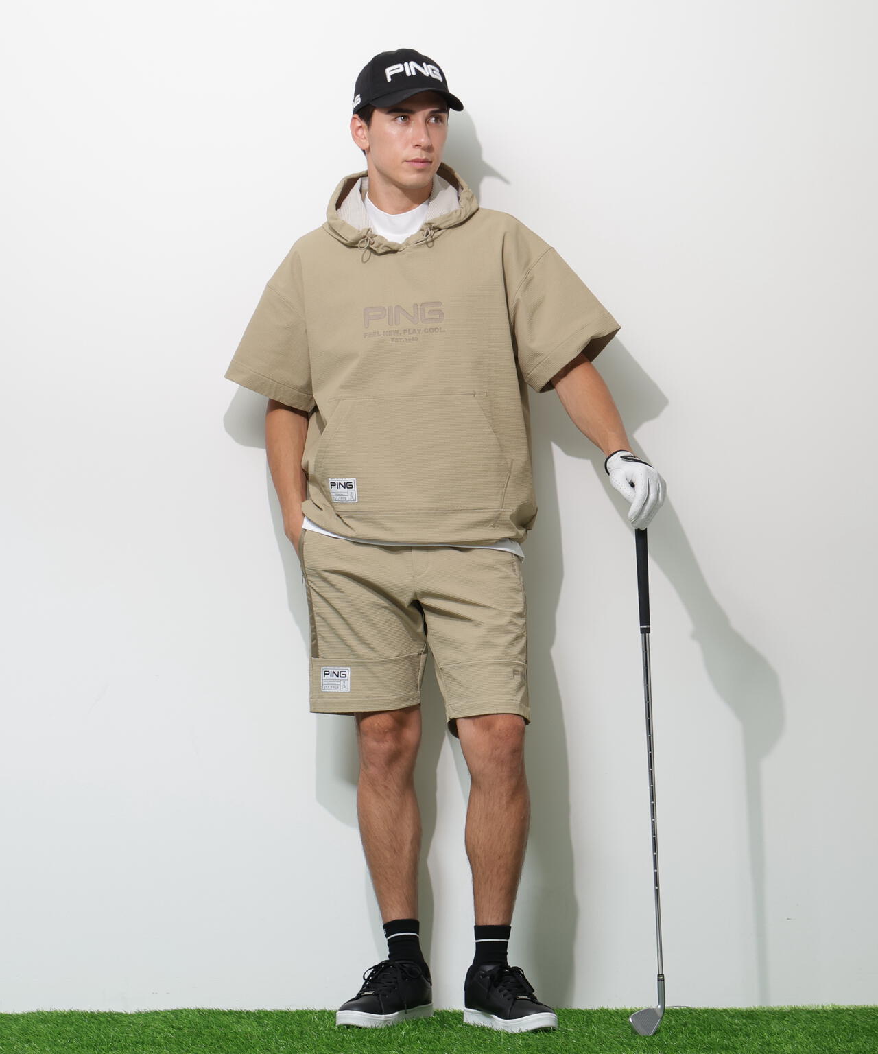 【PING APPAREL】半袖フーディプルオーバー ＜GOLD＞ (MENS)