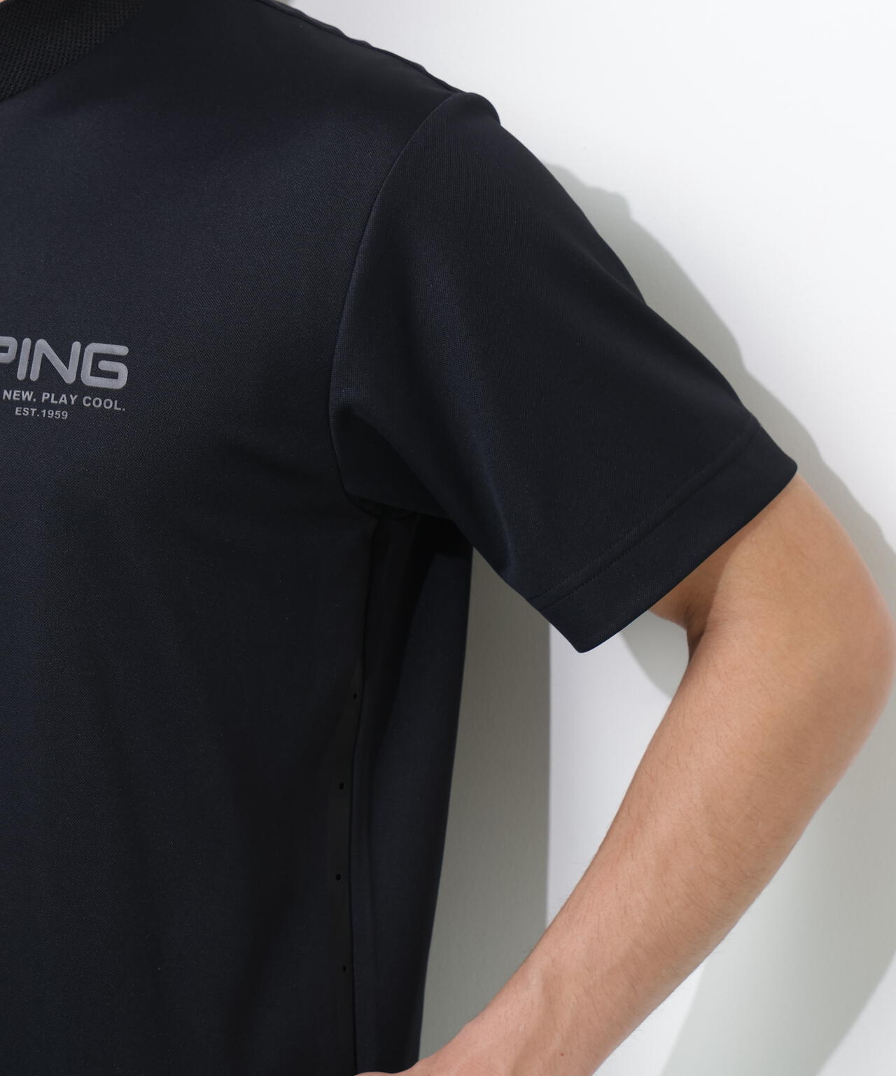 【PING APPAREL】サンベール×クールフローカノコ半袖ハイネックシャツ ＜GOLD＞ (MENS)