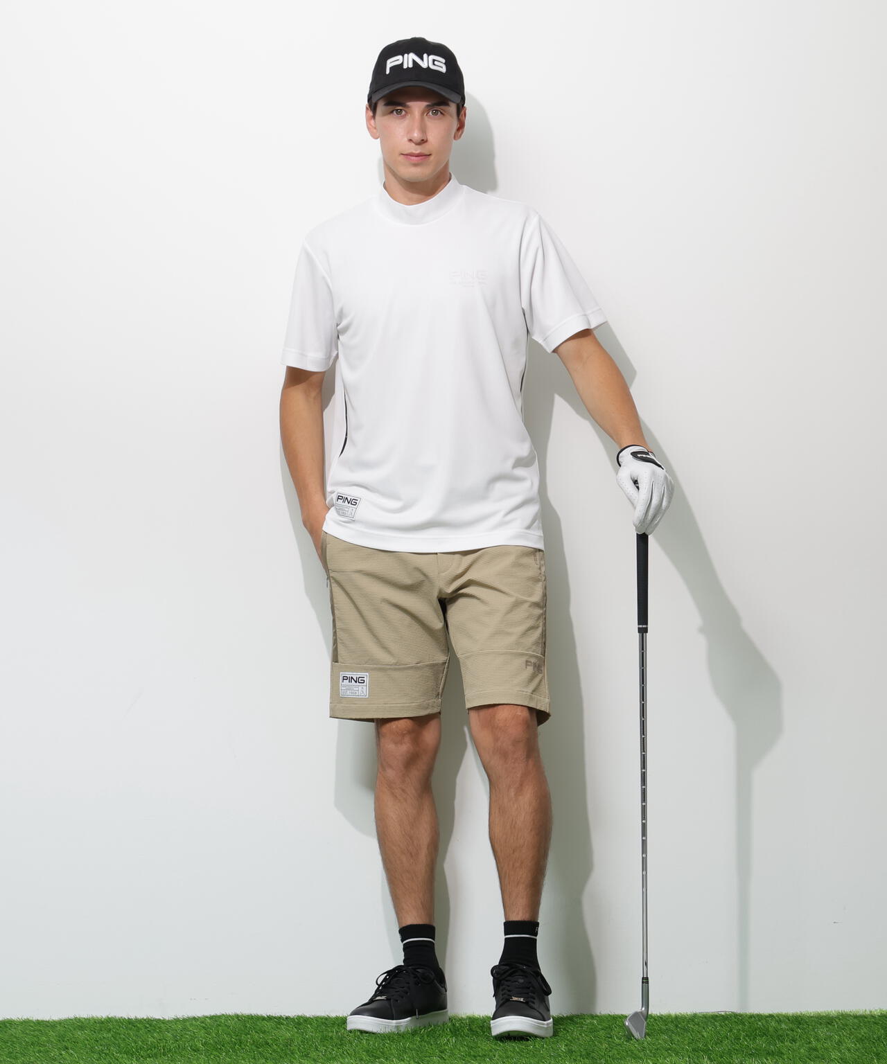【PING APPAREL】サンベール×クールフローカノコ半袖ハイネックシャツ ＜GOLD＞ (MENS)
