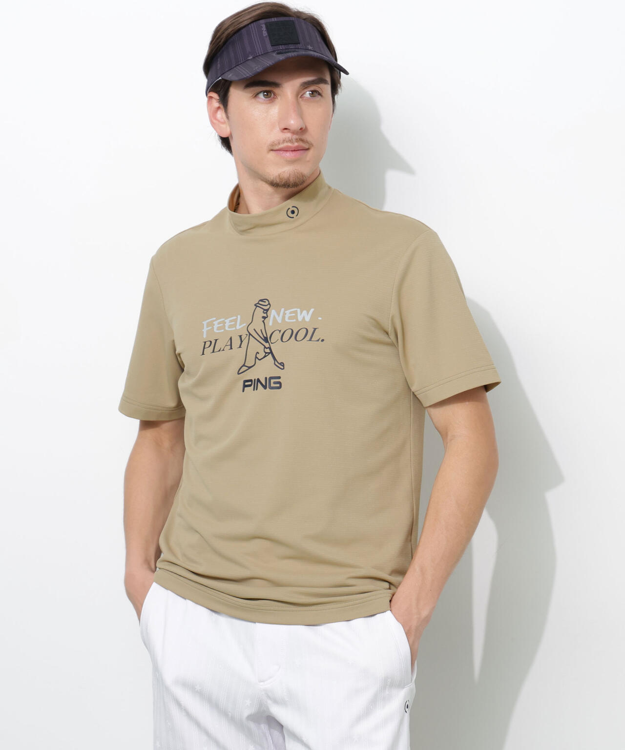 【PING APPAREL】SNAPTEXカノコインレーMr.PINGプリント半袖ハイネックカットソー ＜NATIVE＞ (MENS)