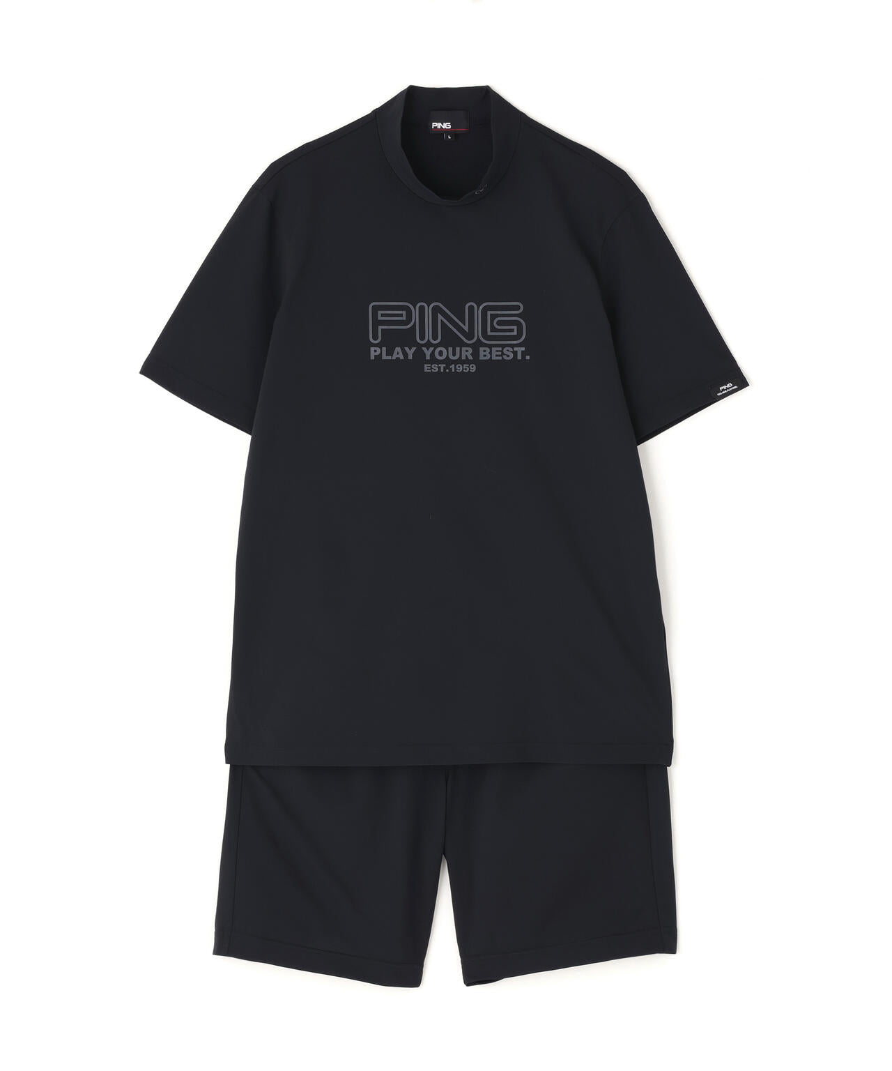 【PING APPAREL】全方向ストレッチドットメッシュ半袖ハイネックシャツ×ショートパンツ ＜PERFORMANCE＞ (MENS)