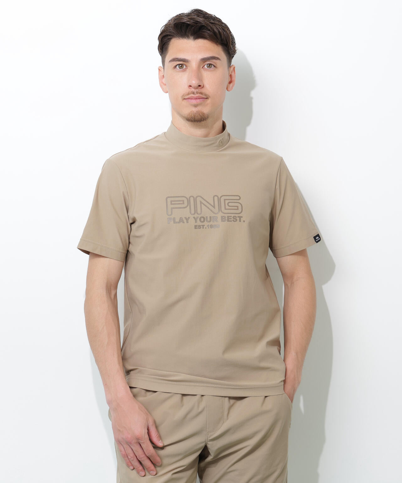 【PING APPAREL】全方向ストレッチドットメッシュ半袖ハイネックシャツ×ショートパンツ ＜PERFORMANCE＞ (MENS)