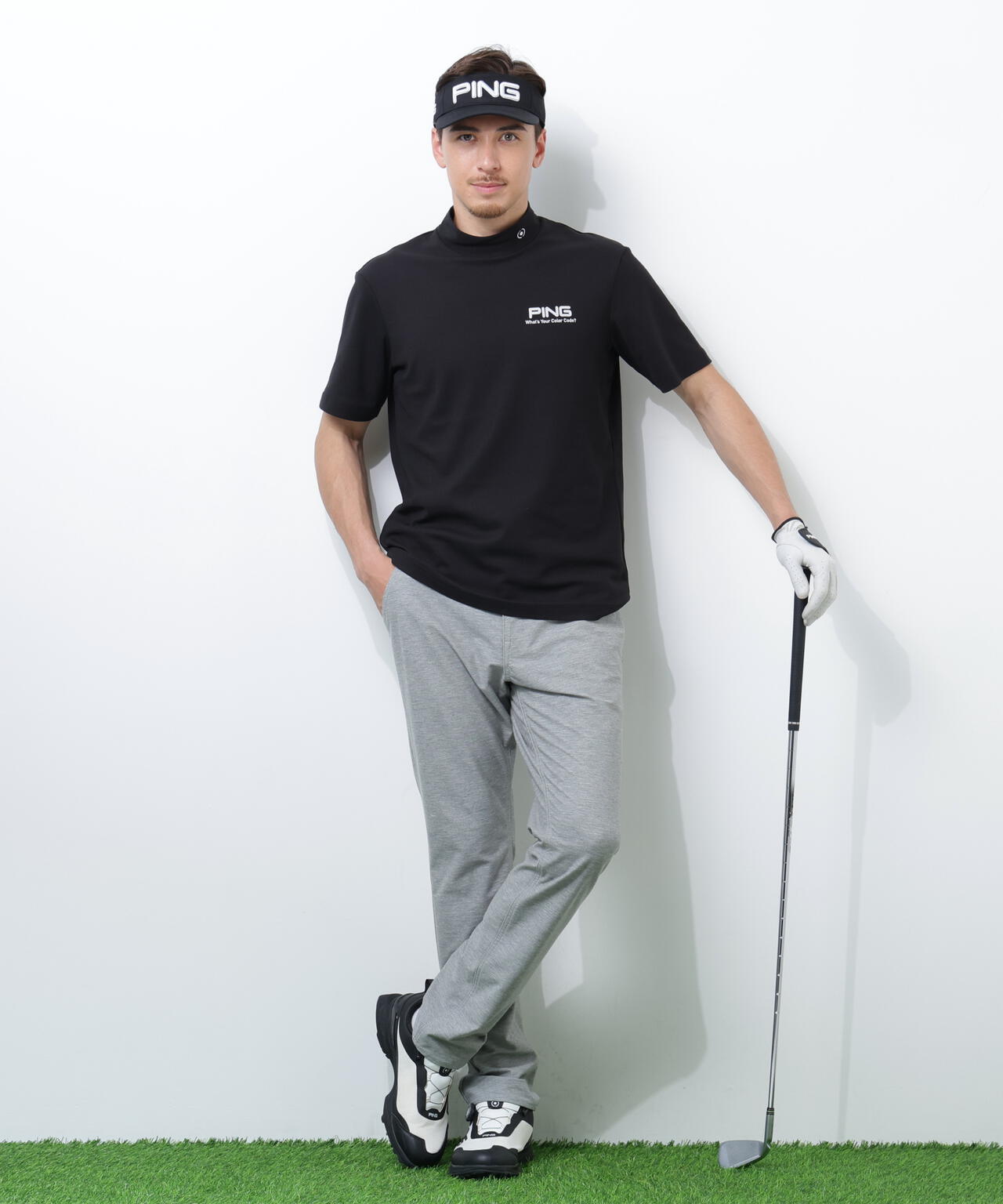 【PING APPAREL】【10カラーシリーズ】PEカノコ半袖ハイネックシャツ ＜NATIVE＞ (MENS)