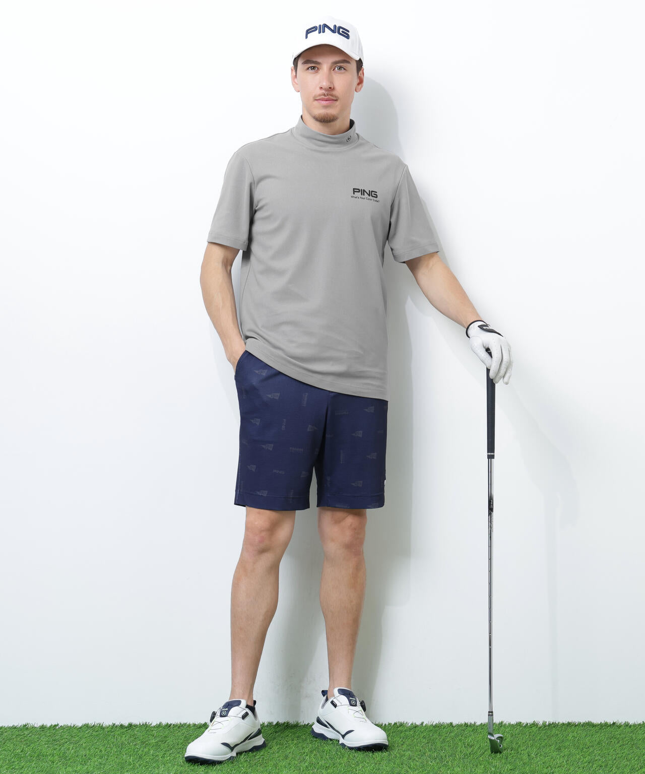 【PING APPAREL】【10カラーシリーズ】PEカノコ半袖ハイネックシャツ ＜NATIVE＞ (MENS)