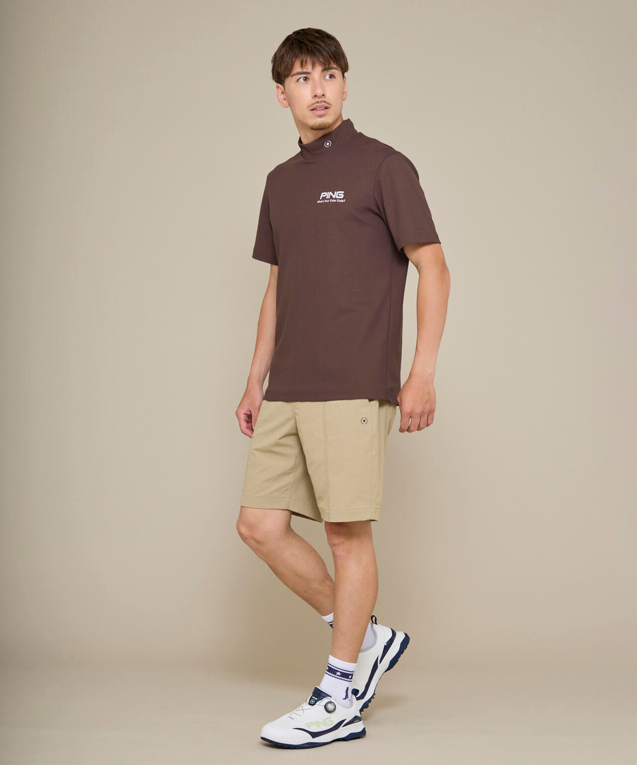 【PING APPAREL】【10カラーシリーズ】PEカノコ半袖ハイネックシャツ ＜NATIVE＞ (MENS)