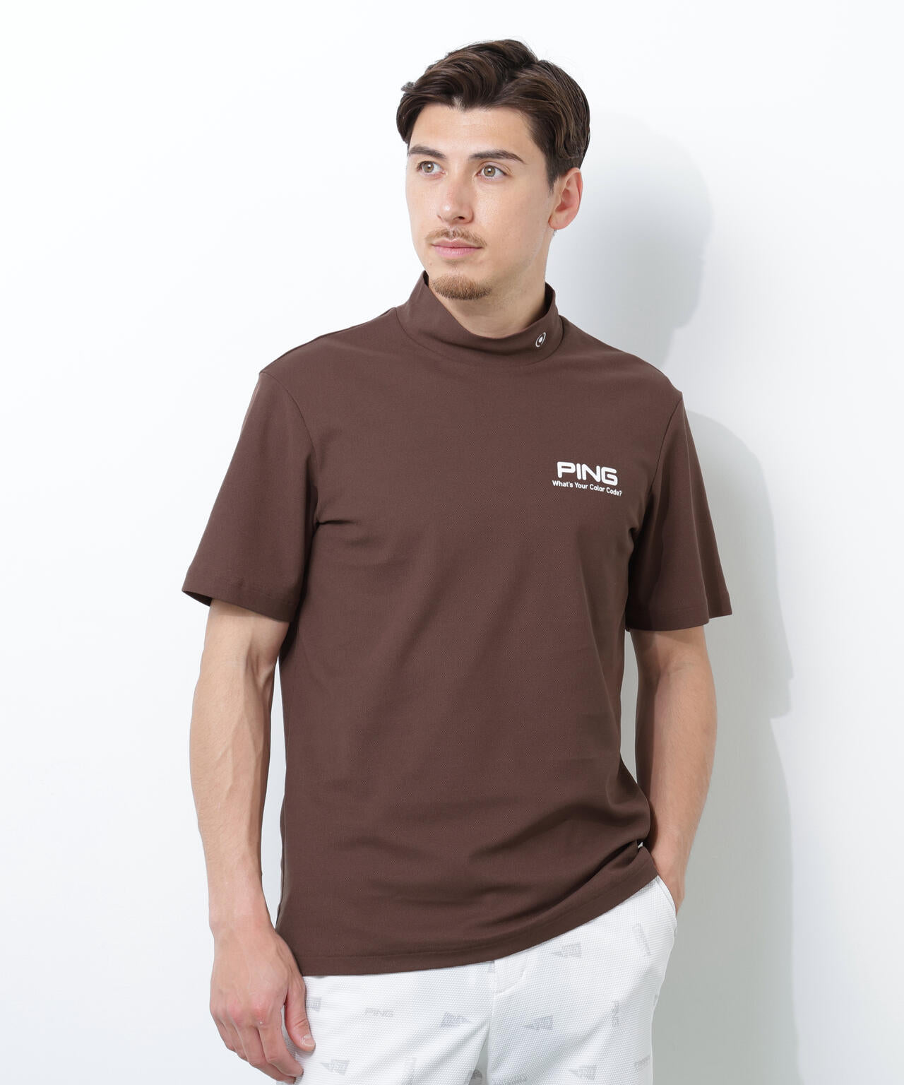 【PING APPAREL】【10カラーシリーズ】PEカノコ半袖ハイネックシャツ ＜NATIVE＞ (MENS)
