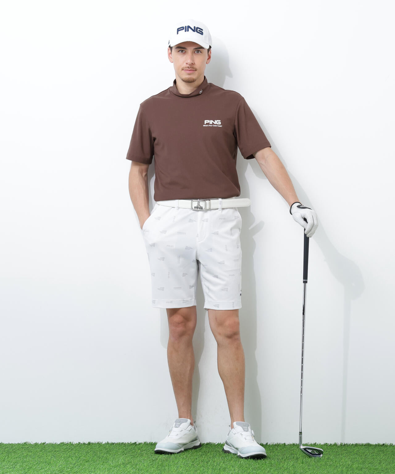 【PING APPAREL】【10カラーシリーズ】PEカノコ半袖ハイネックシャツ ＜NATIVE＞ (MENS)