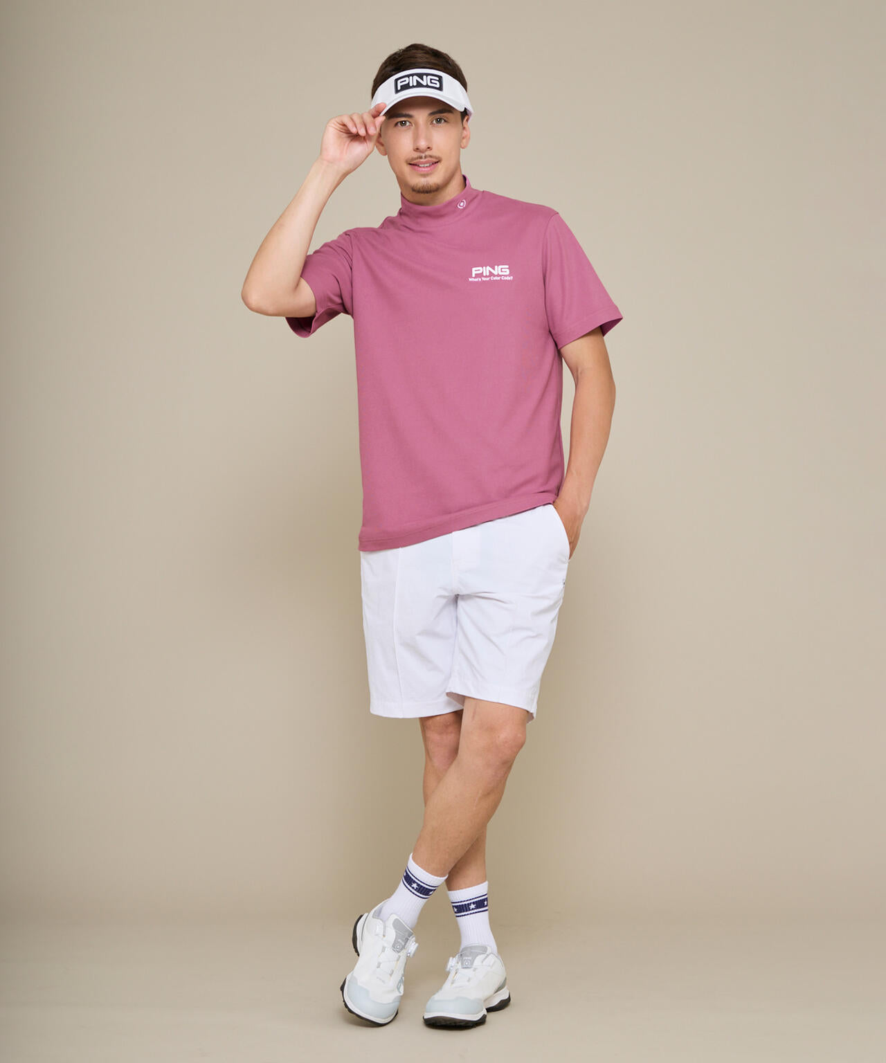 【PING APPAREL】【10カラーシリーズ】PEカノコ半袖ハイネックシャツ ＜NATIVE＞ (MENS)