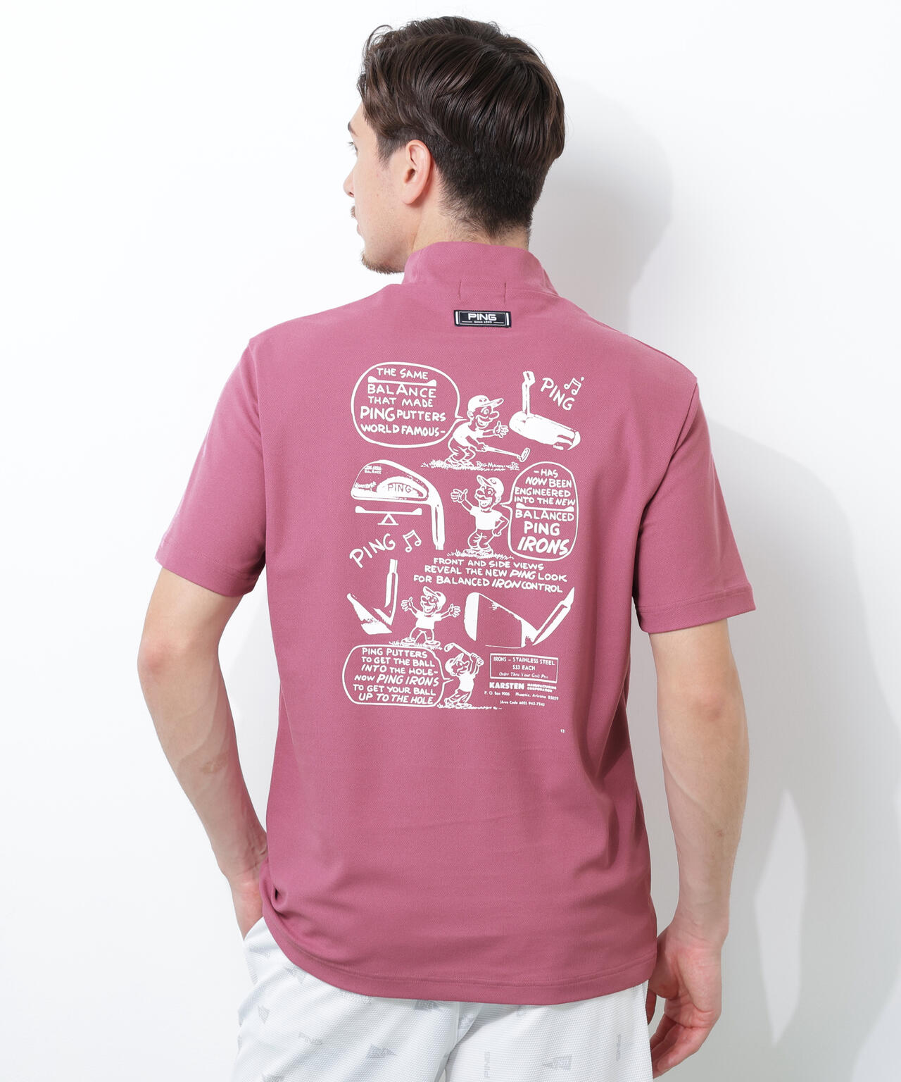 【PING APPAREL】【10カラーシリーズ】PEカノコ半袖ハイネックシャツ ＜NATIVE＞ (MENS)