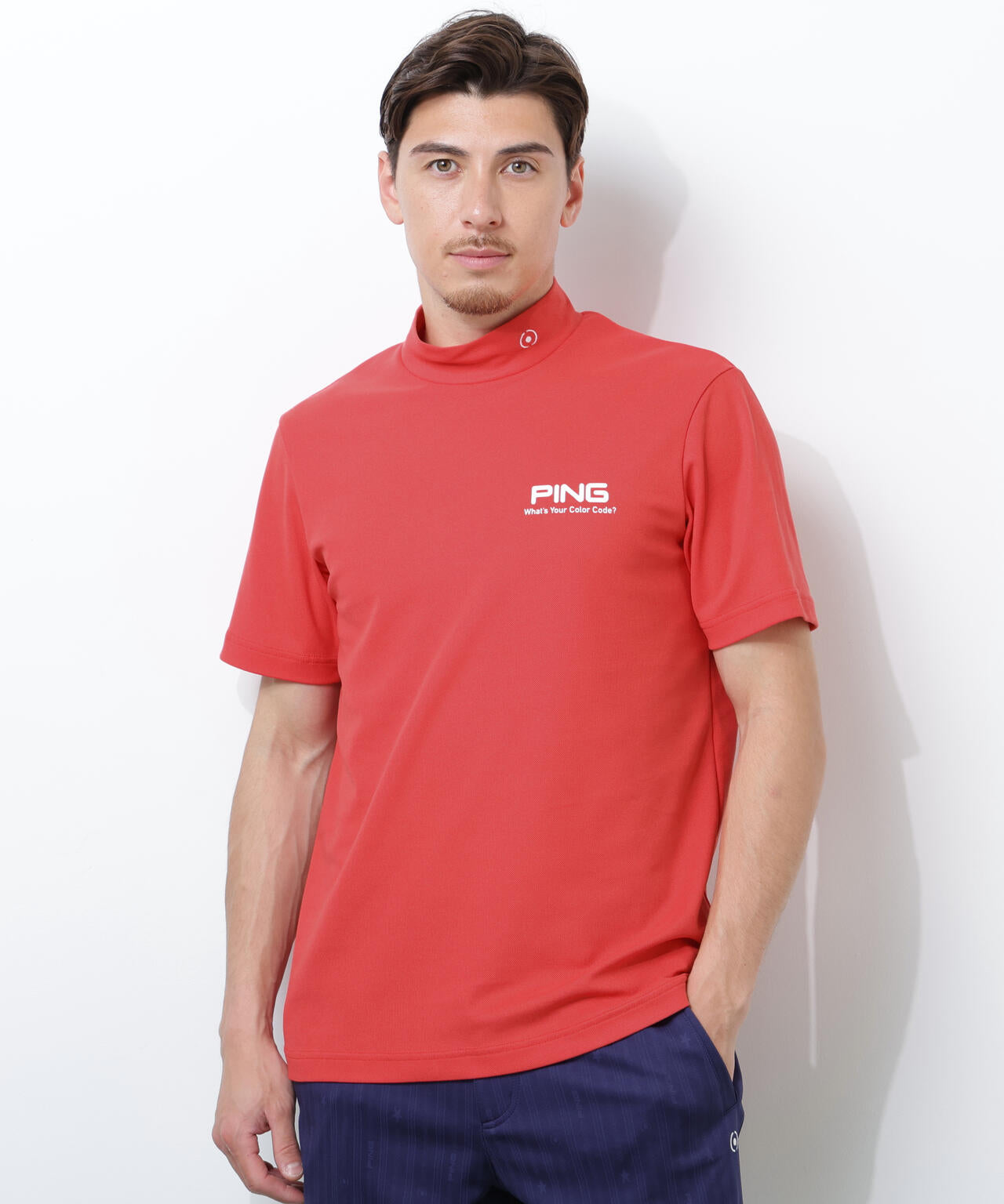 【PING APPAREL】【10カラーシリーズ】PEカノコ半袖ハイネックシャツ ＜NATIVE＞ (MENS)