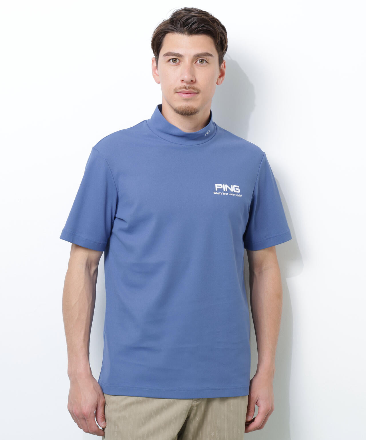 【PING APPAREL】【10カラーシリーズ】PEカノコ半袖ハイネックシャツ ＜NATIVE＞ (MENS)
