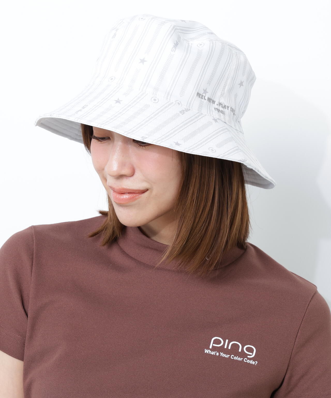 【PING APPAREL】ストライプ総柄プリントリバーシブルハット ＜NATIVE＞(UNISEX)