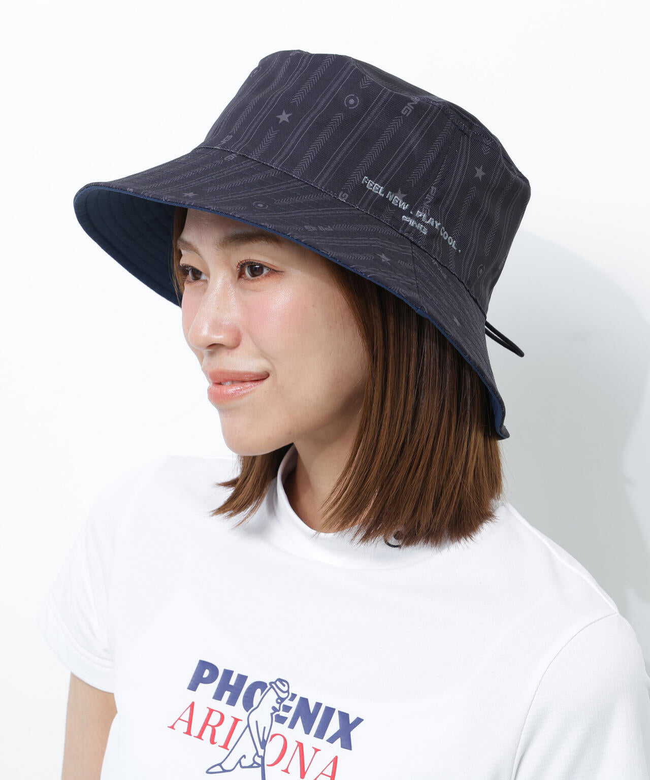 【PING APPAREL】ストライプ総柄プリントリバーシブルハット ＜NATIVE＞(UNISEX)
