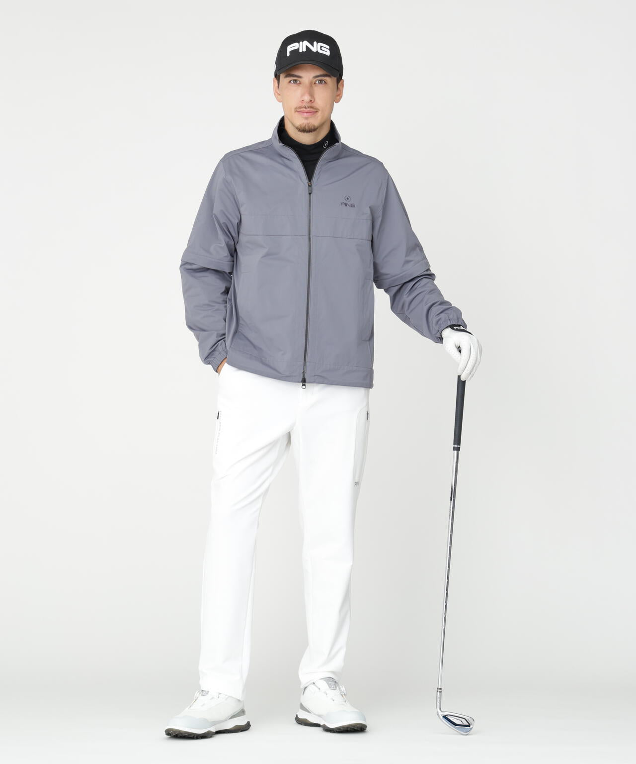 【PING APPAREL】ストレッチハイゲージ天竺2WAYスタンドフルジップブルゾン (MENS)