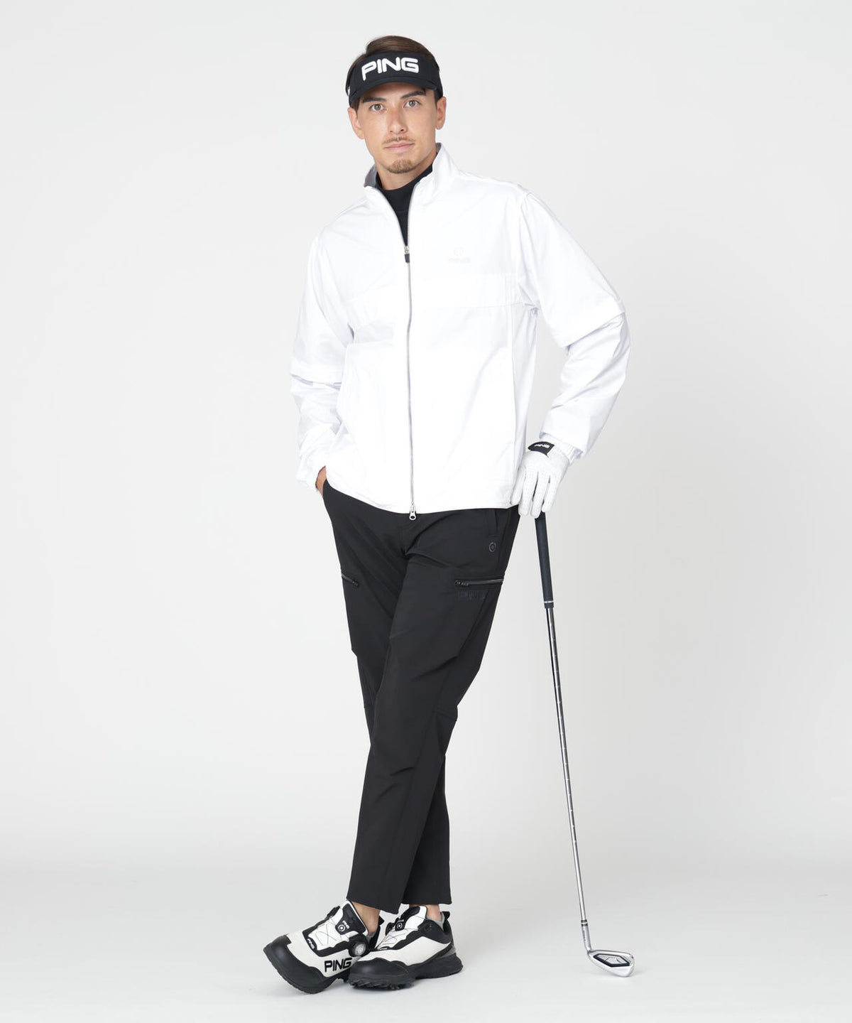 【PING APPAREL】ストレッチハイゲージ天竺2WAYスタンドフルジップブルゾン (MENS)