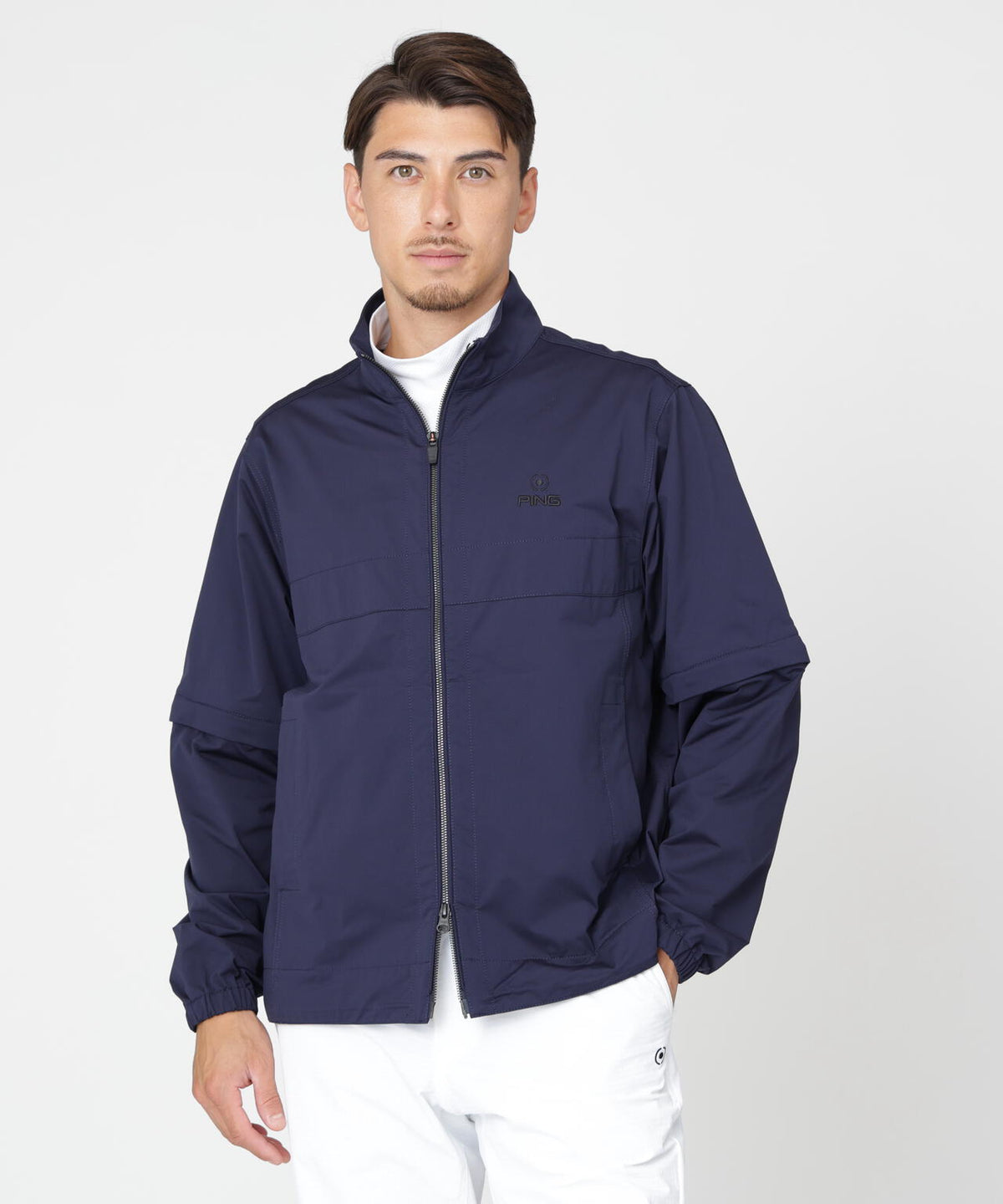 【PING APPAREL】ストレッチハイゲージ天竺2WAYスタンドフルジップブルゾン (MENS)