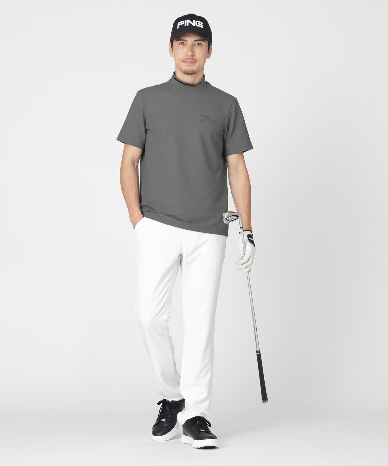 【PING APPAREL】全方向ストレッチ裏グリッドナイロン5ポケットパンツ (MENS)