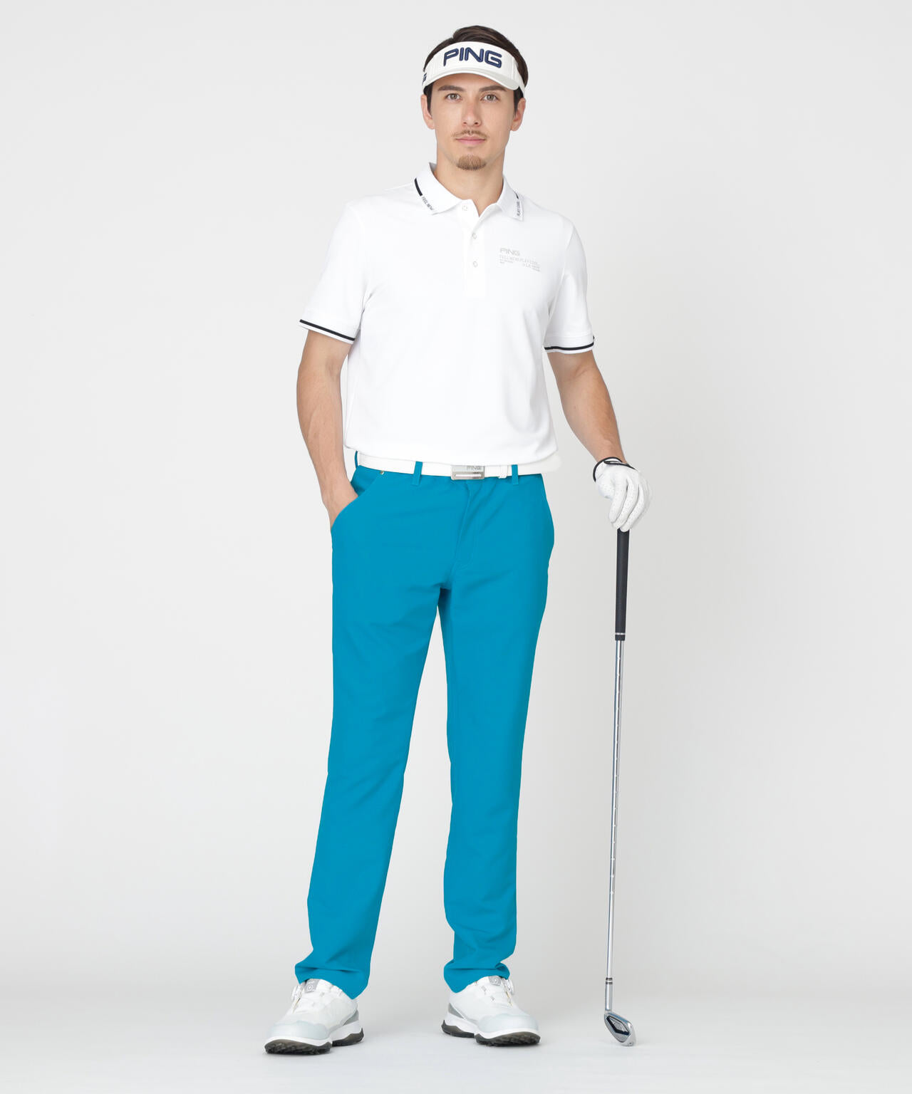 【PING APPAREL】全方向ストレッチ裏グリッドナイロン5ポケットパンツ (MENS)