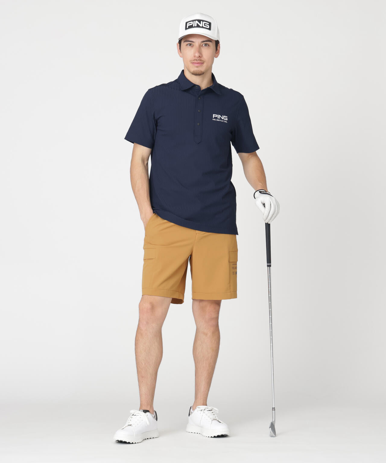 ［PING APPAREL］［UVカット・吸水速乾］ダブルストレッチフラップショートパンツ (MENS)