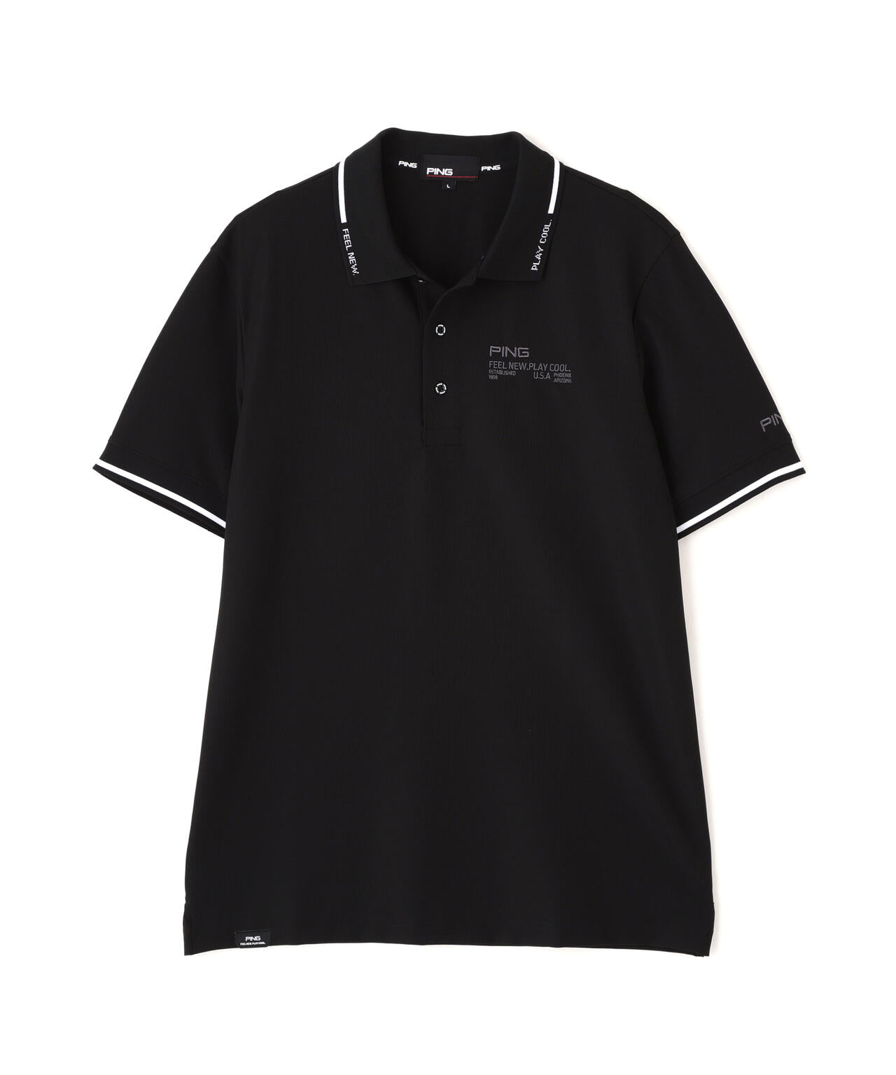 ［PING APPAREL］［接触冷感・UVカット］ワッフルロゴジャガード衿半袖ポロシャツ (MENS)