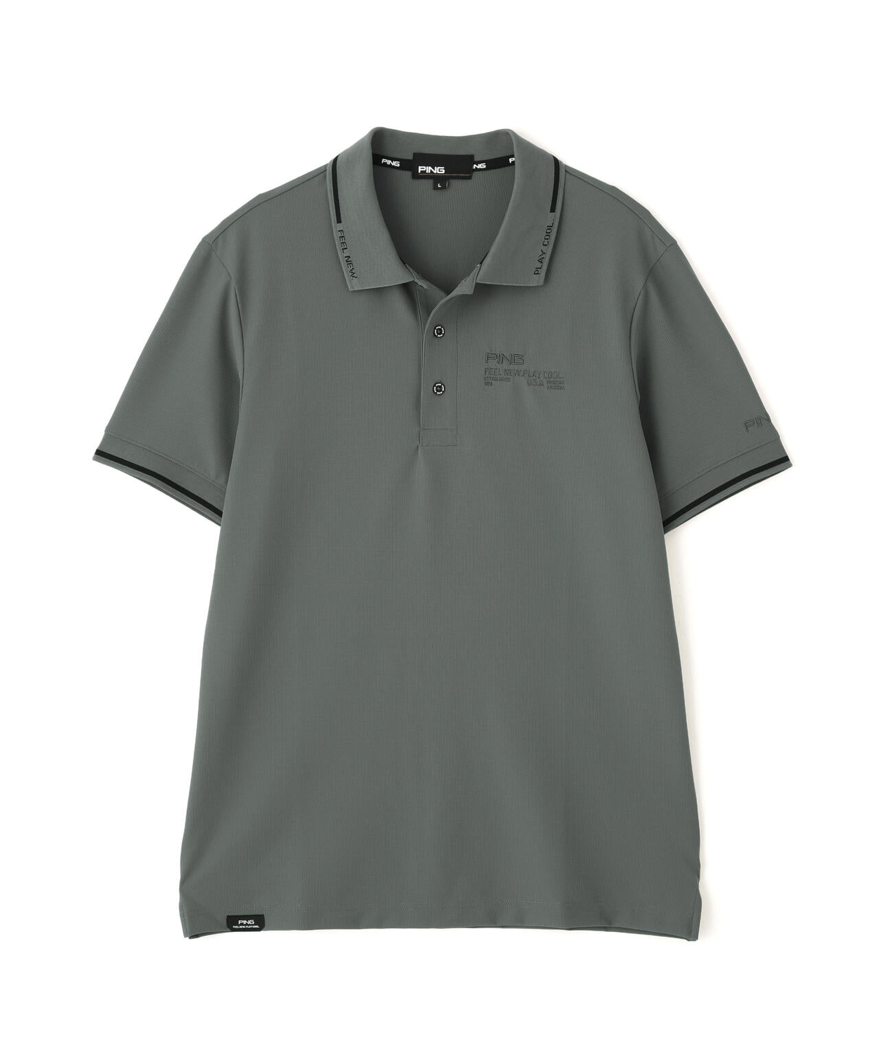 ［PING APPAREL］［接触冷感・UVカット］ワッフルロゴジャガード衿半袖ポロシャツ (MENS)