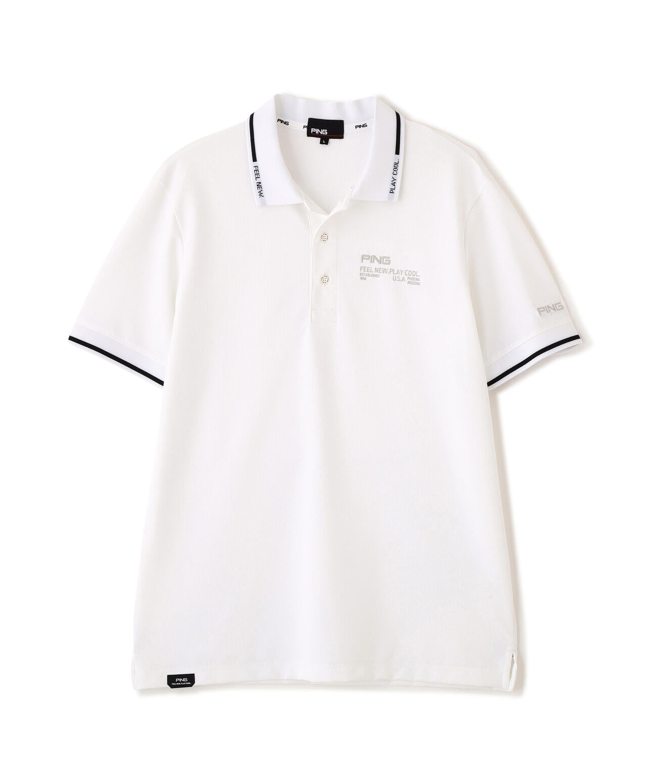 ［PING APPAREL］［接触冷感・UVカット］ワッフルロゴジャガード衿半袖ポロシャツ (MENS)