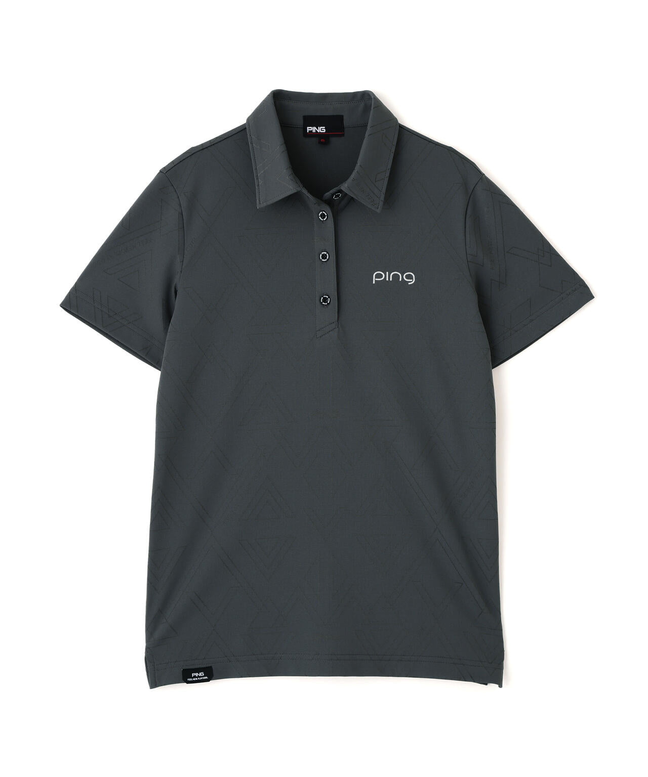 ［PING APPAREL］［吸水速乾・ストレッチ］三角幾何学柄ジャガード半袖ポロシャツ (MENS)