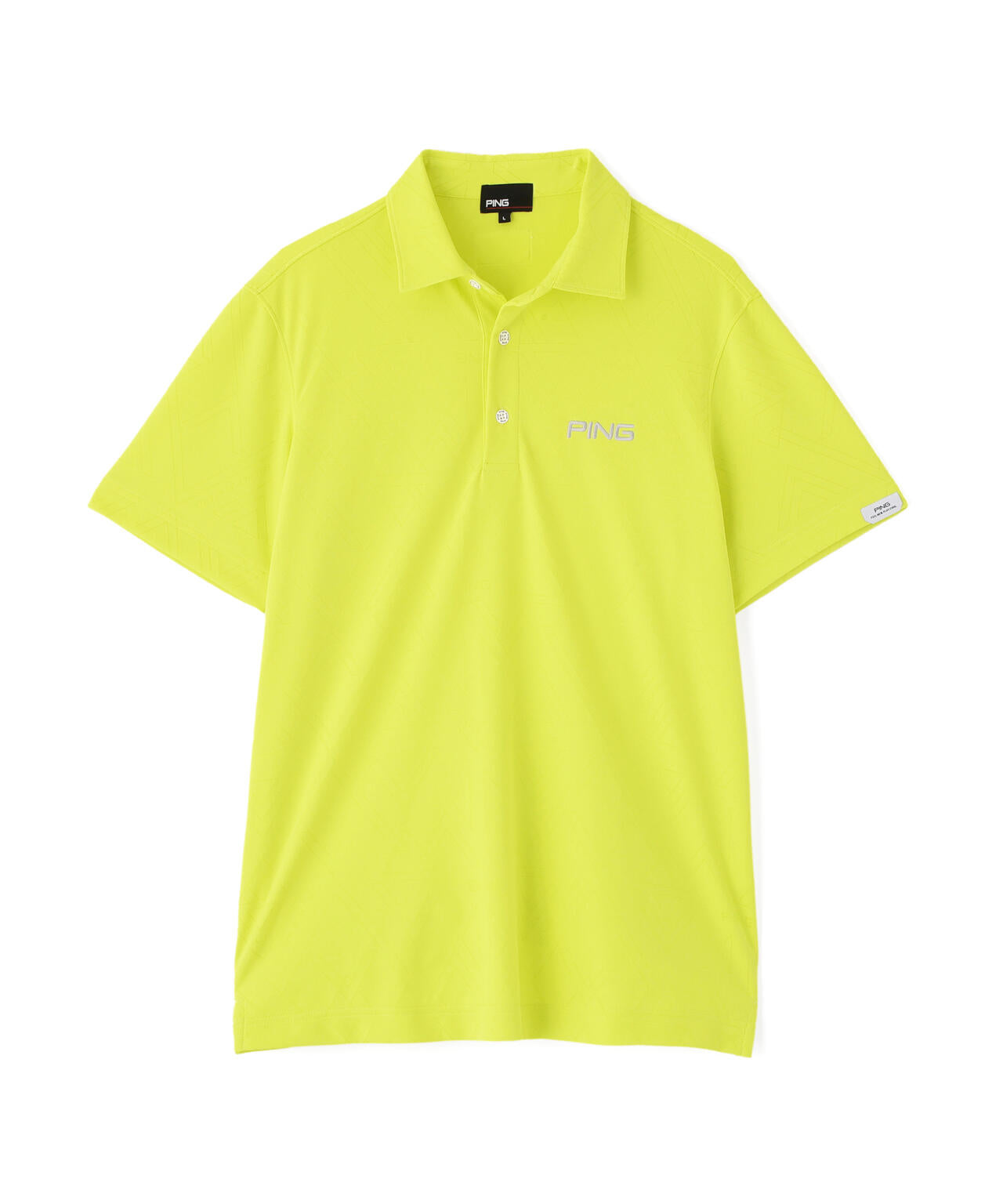［PING APPAREL］［吸水速乾・ストレッチ］三角幾何学柄ジャガード半袖ポロシャツ (MENS)