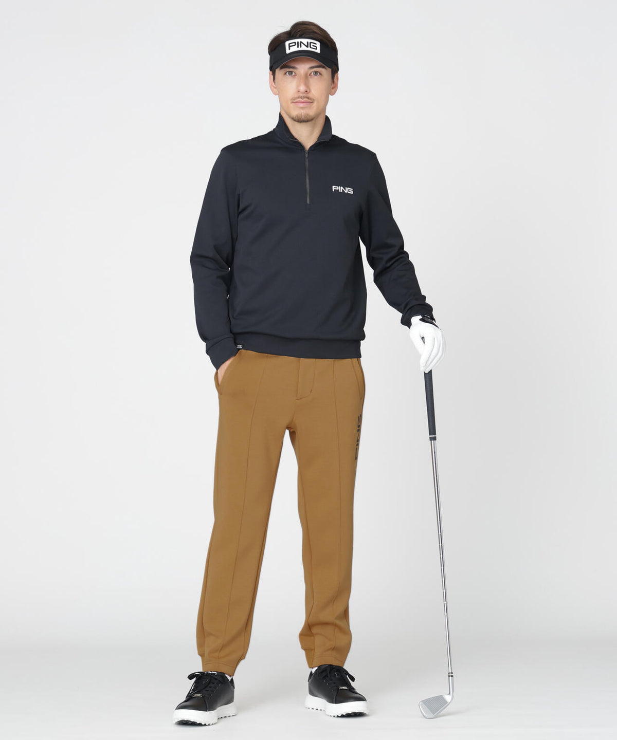 【PING APPAREL】メッシュリバーニットハーフジップカットソー (MENS)