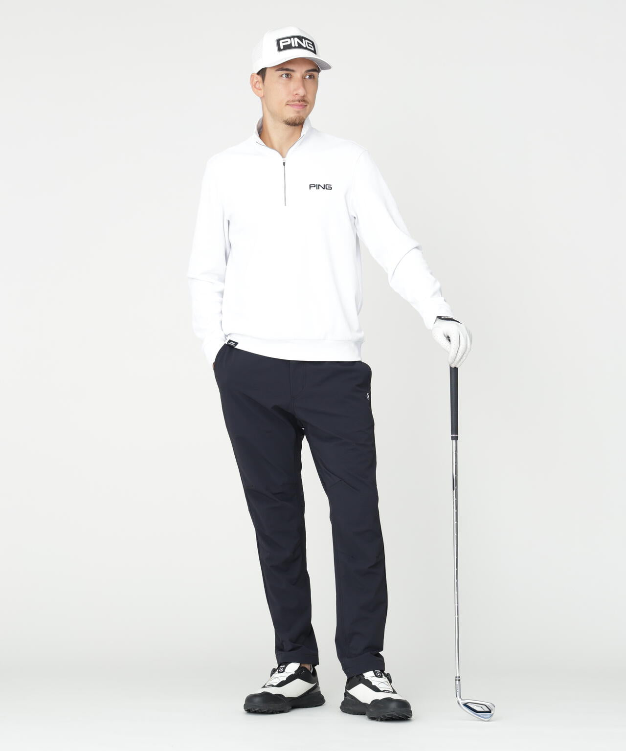 【PING APPAREL】メッシュリバーニットハーフジップカットソー (MENS)