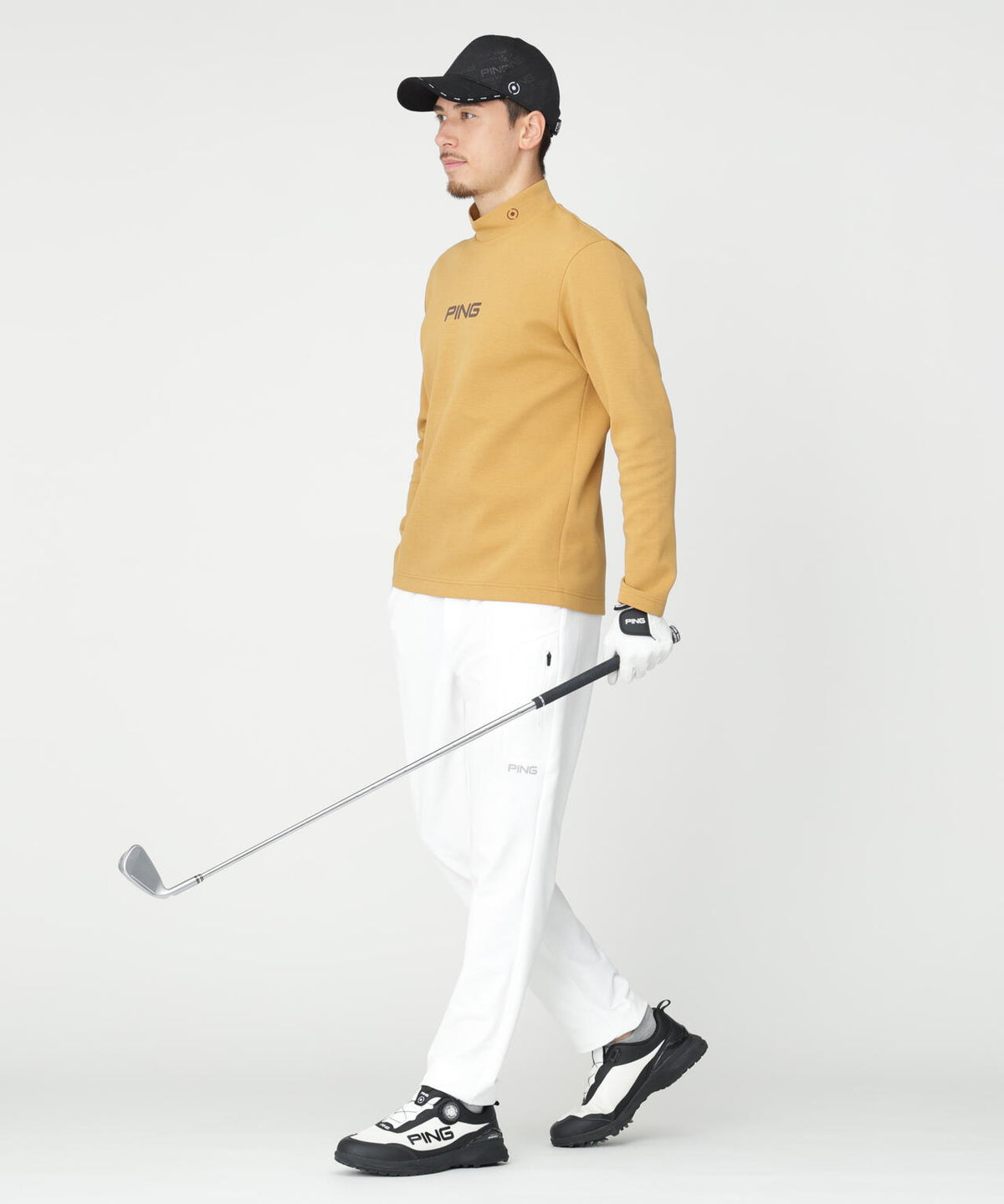 【PING APPAREL】ANSERプリントストレッチダンボール長袖ハイネックシャツ (MENS)