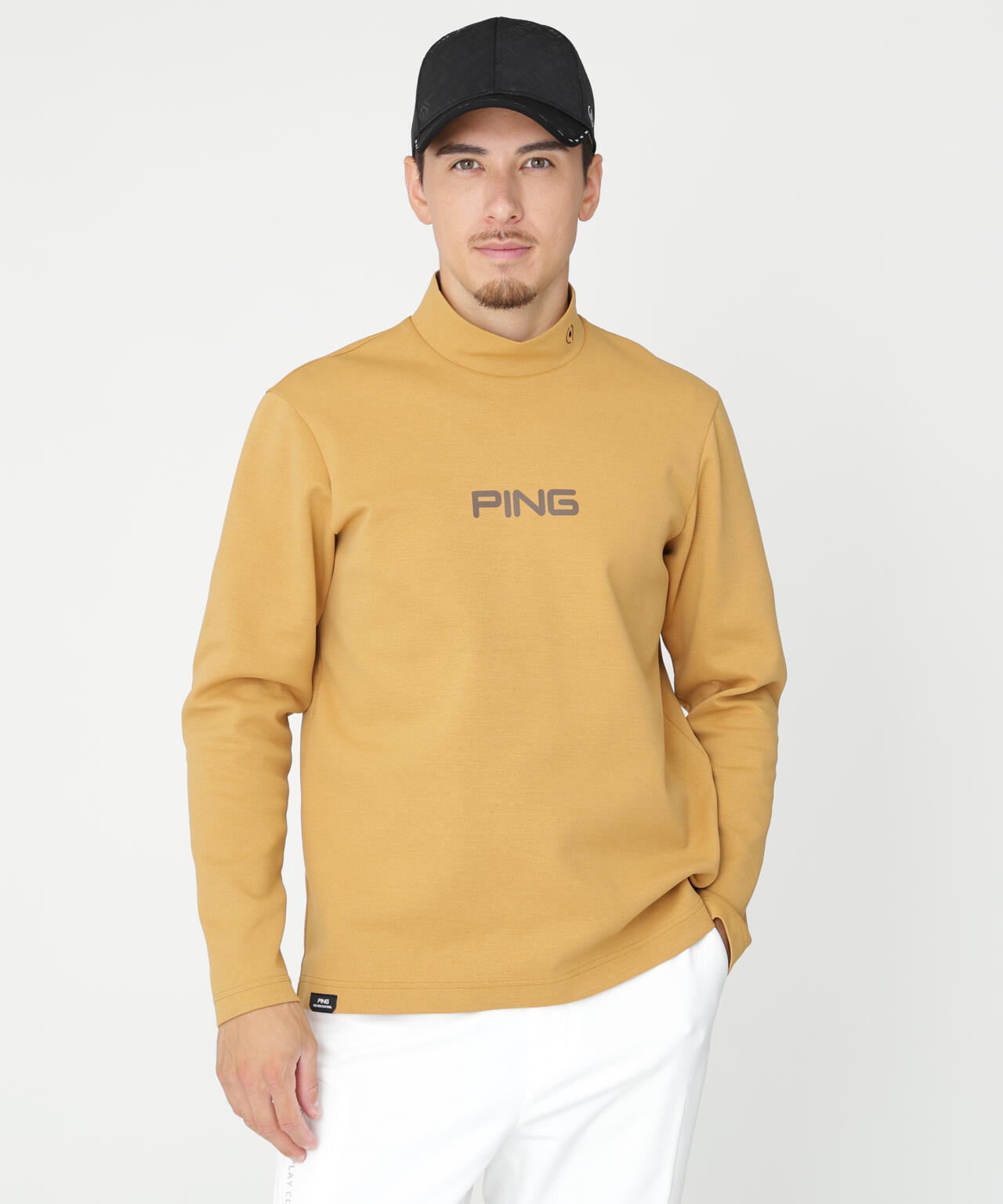 【PING APPAREL】ANSERプリントストレッチダンボール長袖ハイネックシャツ (MENS)