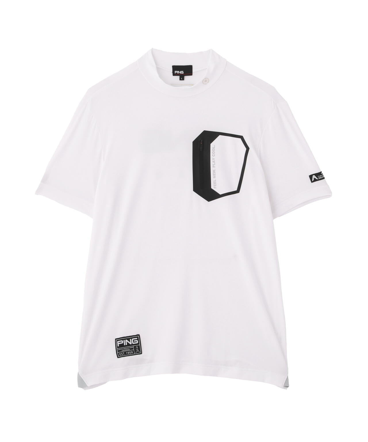 ［PING APPAREL］［接触冷感］ナイロンサッカー半袖ハイネックシャツ ＜GOLD＞ (MENS)