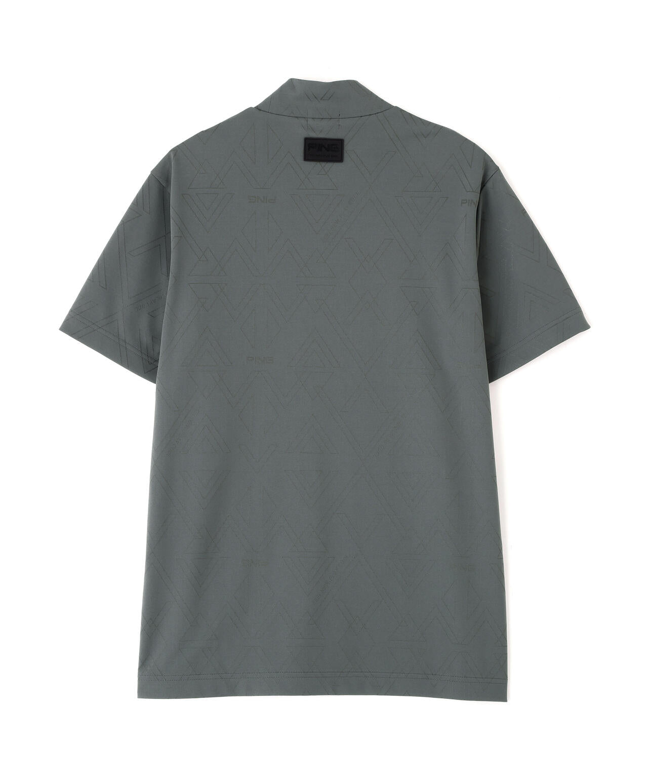 ［PING APPAREL］［吸水速乾・ストレッチ］幾何学柄ジャカード半袖ハイネックシャツ (MENS)