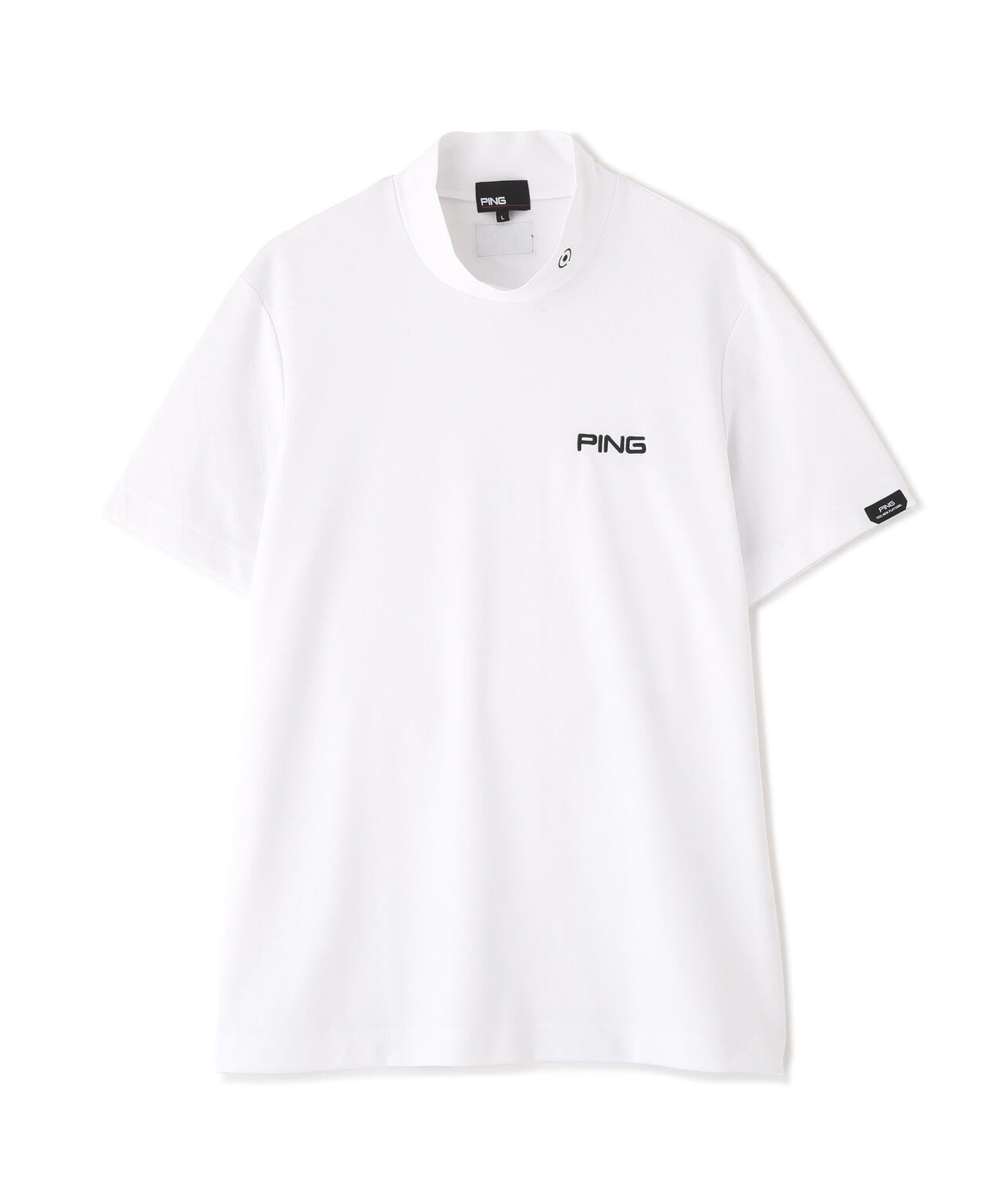 ［PING APPAREL］［吸水速乾・ストレッチ］幾何学柄ジャカード半袖ハイネックシャツ (MENS)