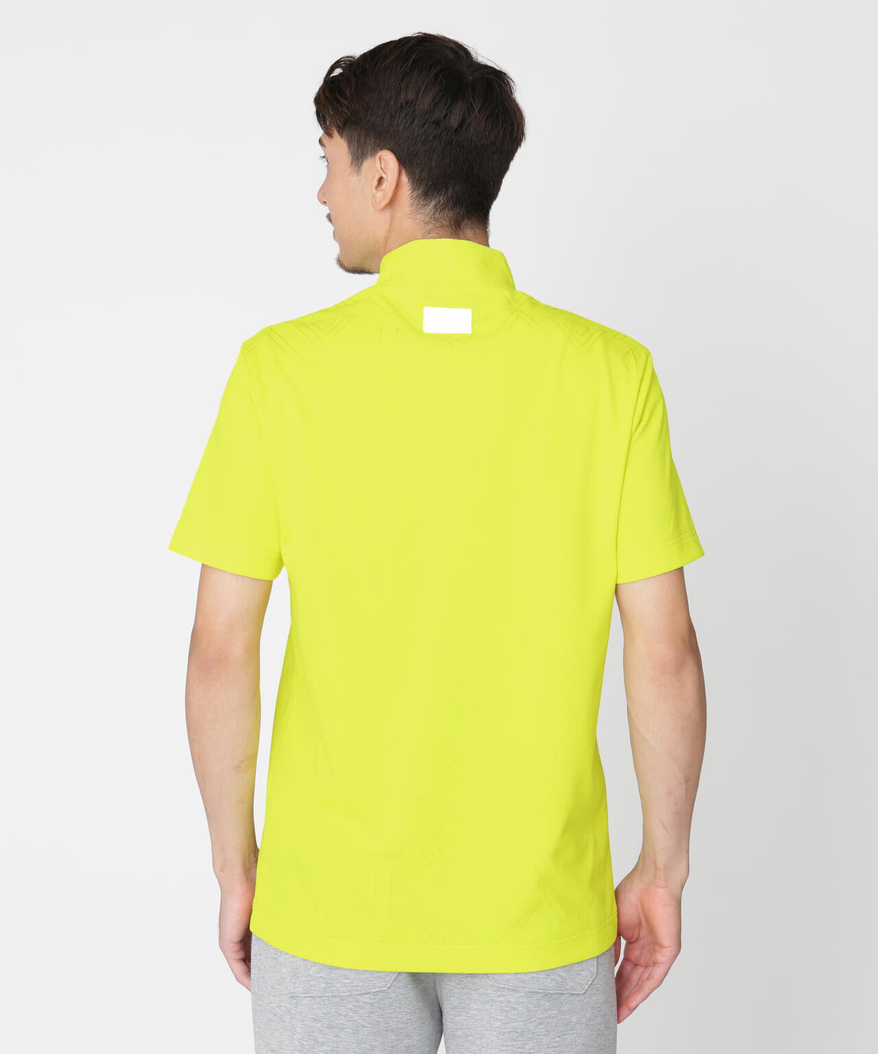［PING APPAREL］［吸水速乾・ストレッチ］幾何学柄ジャカード半袖ハイネックシャツ (MENS)