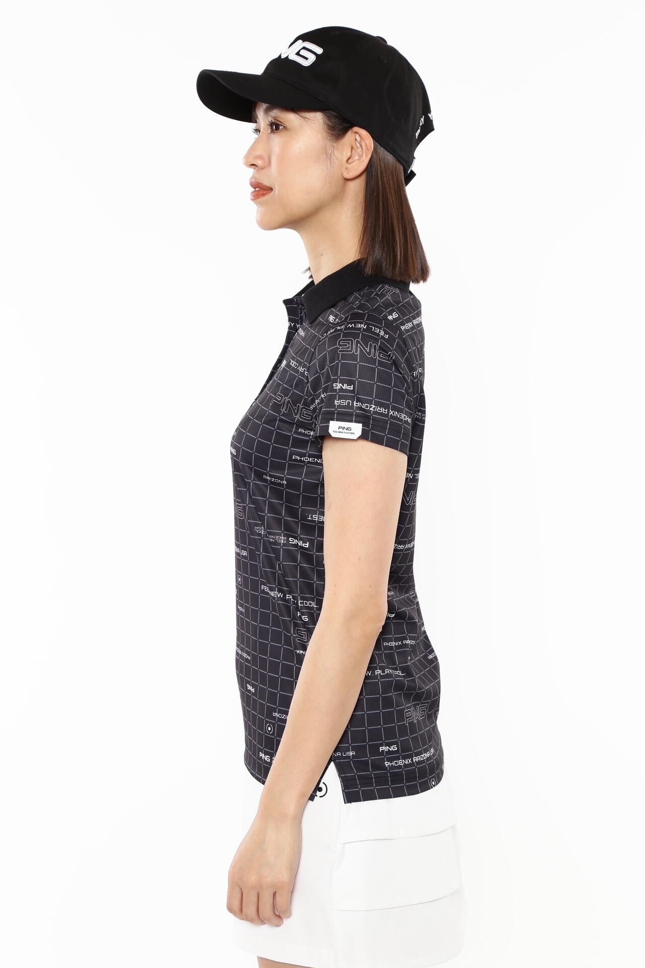 【PING APPAREL】デジタルグリッド柄サラマックスUV半袖ポロシャツ ＜PERFORMANCE＞ (LADIES)